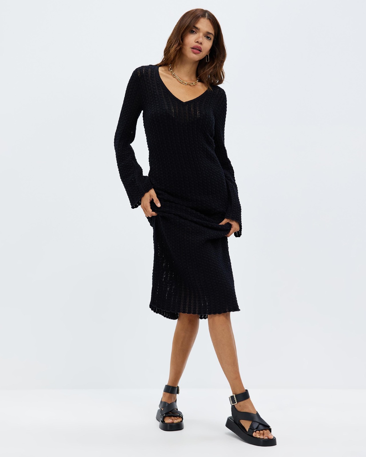 Long Sleeve Crochet Dress
