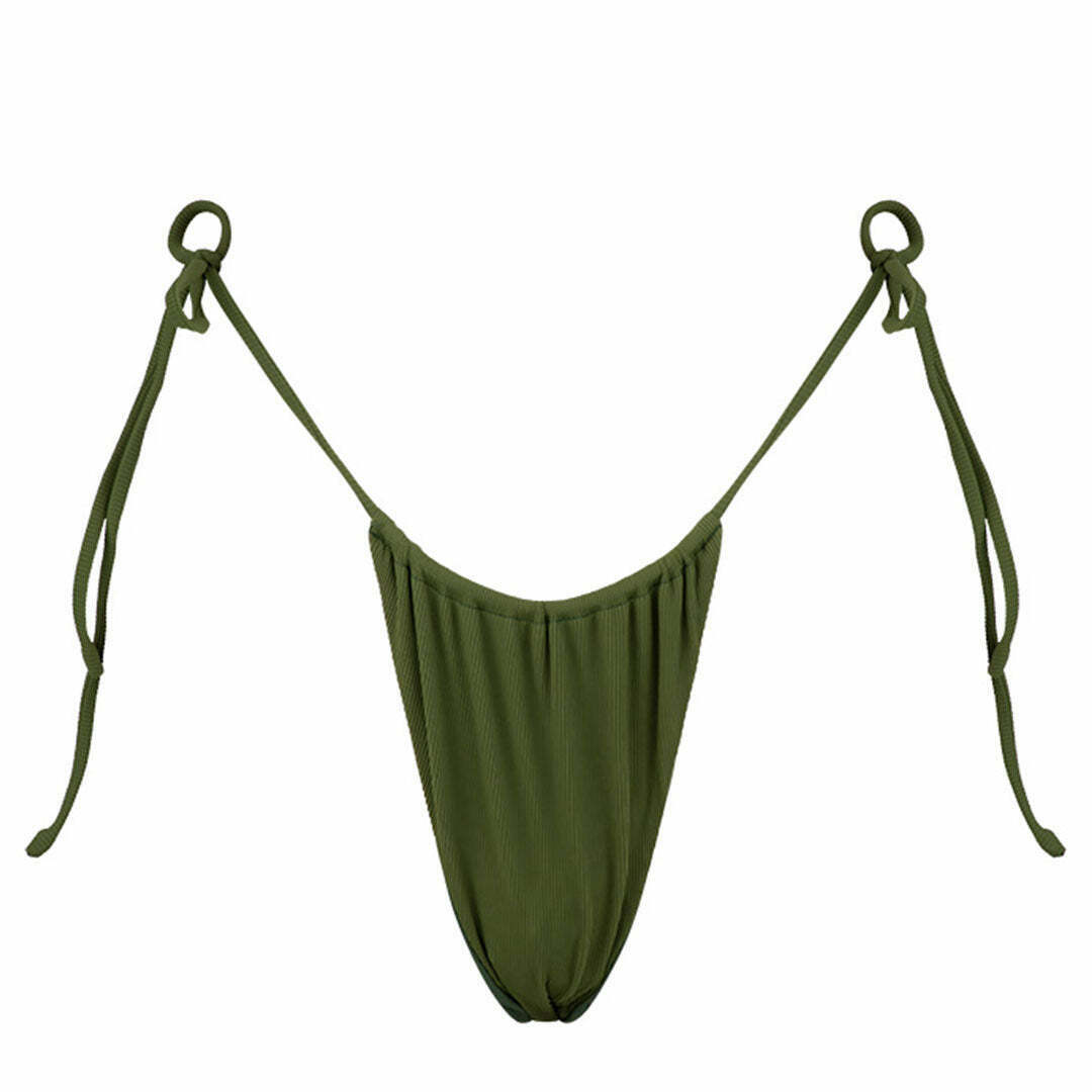 MARLEY KHAKI RIB / KHAKI PLAIN REVERSIBLE BIKINI BOTTOM
