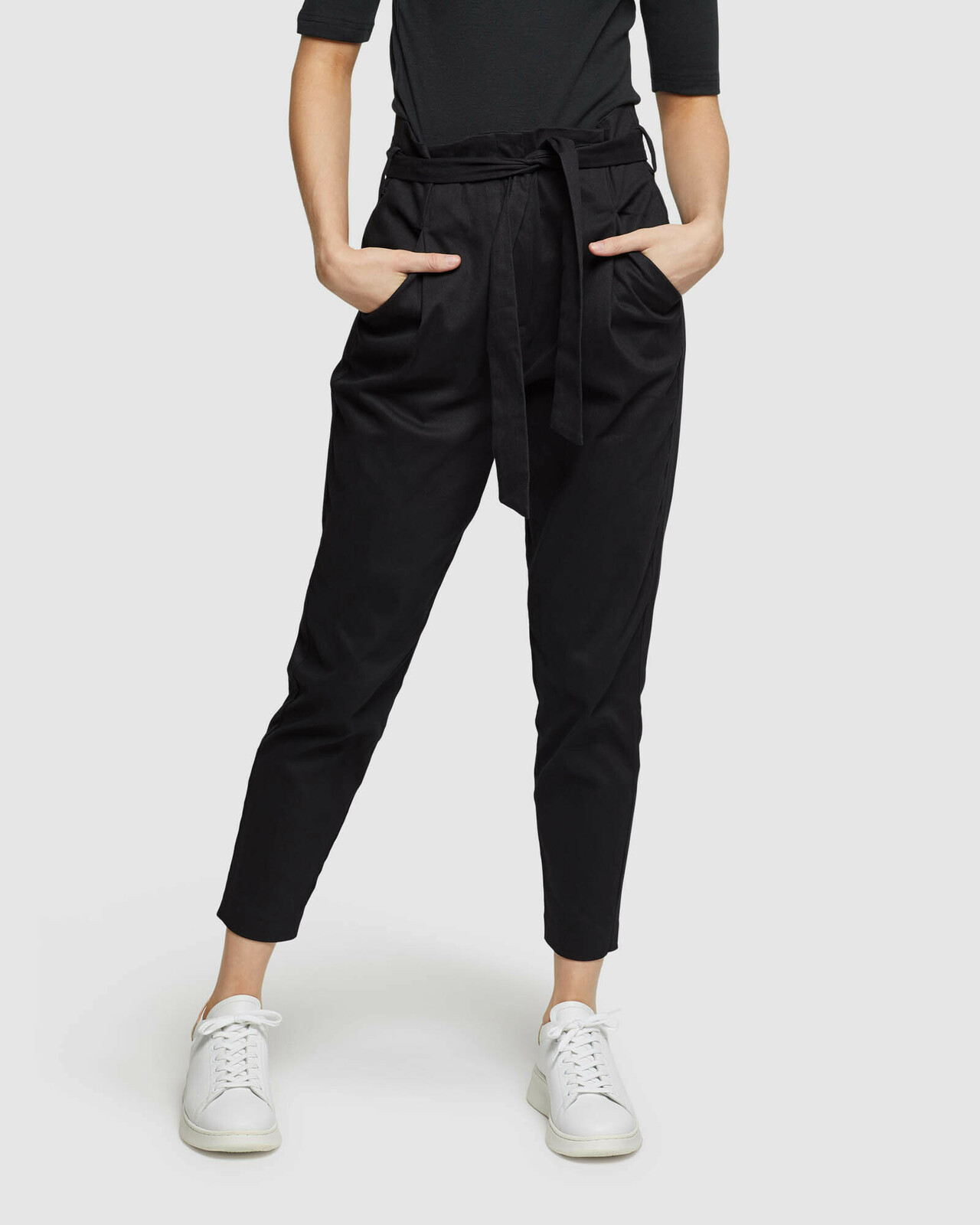 Sloane Stretch Cttn Paperbag Pants