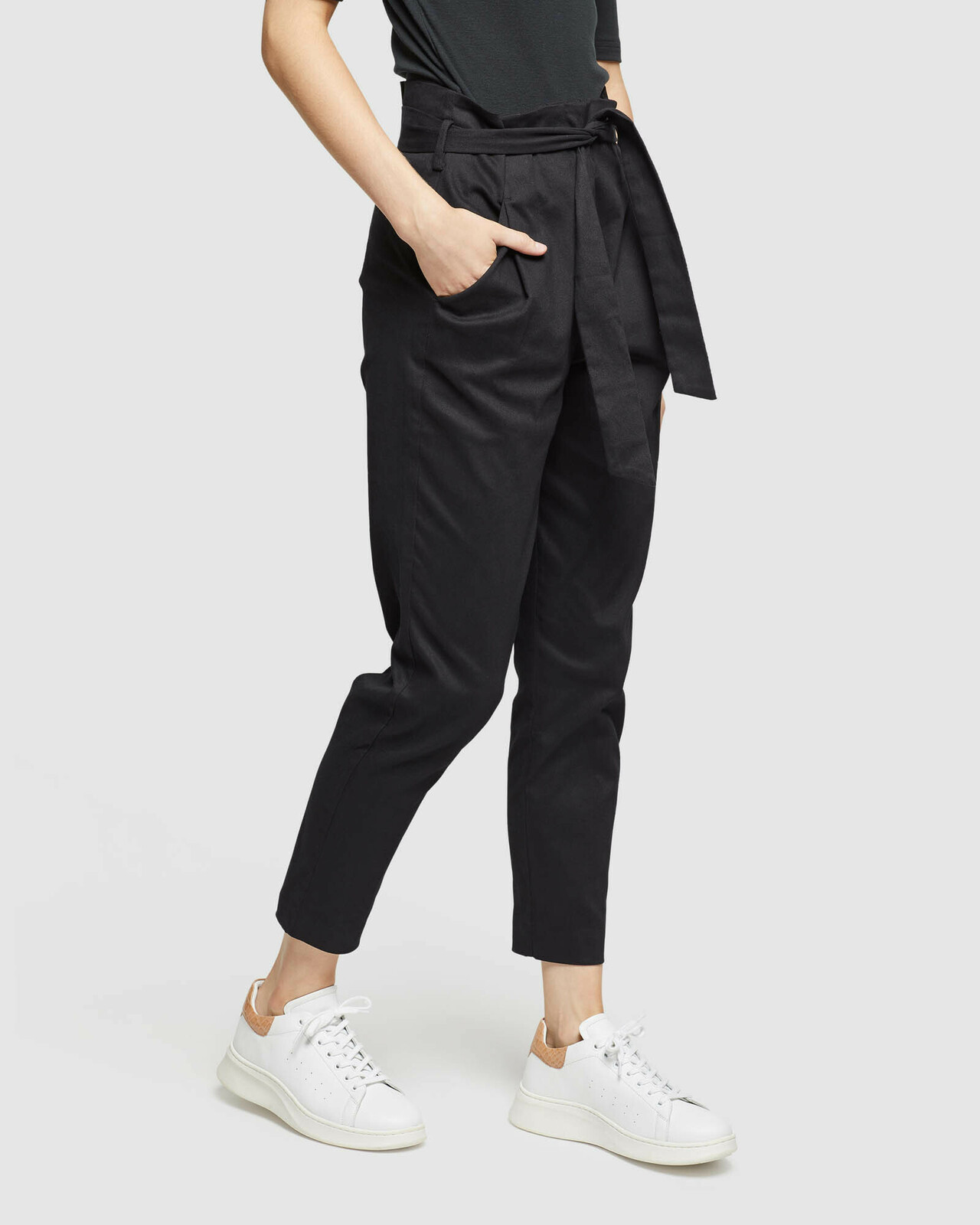 Sloane Stretch Cttn Paperbag Pants