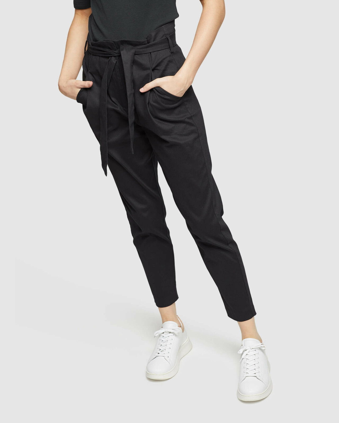 Sloane Stretch Cttn Paperbag Pants