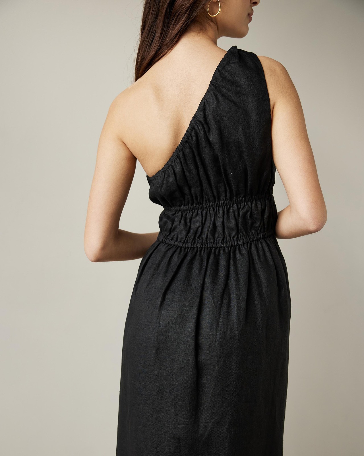 Gathered One Shoulder Maxi Dress