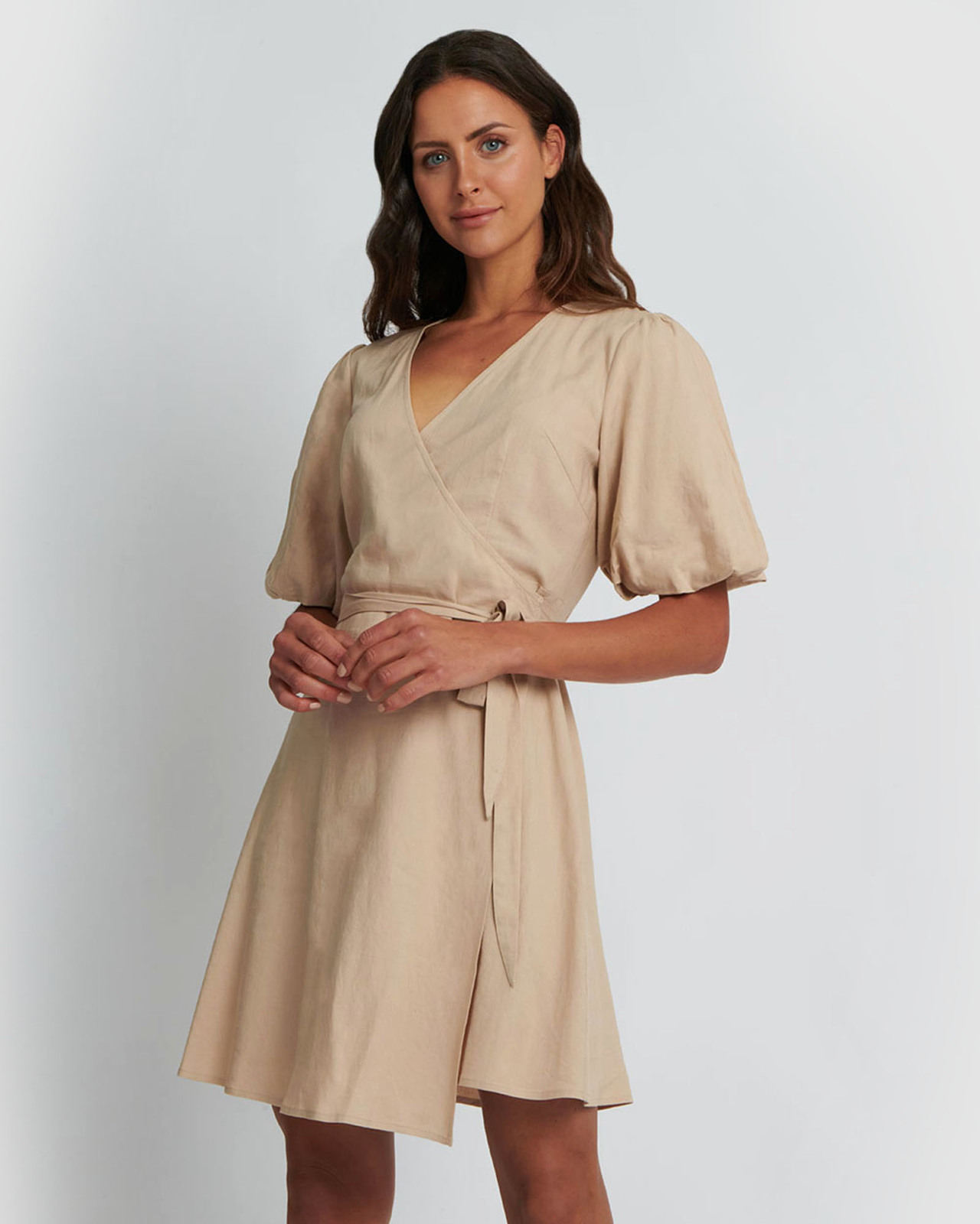 Alaia Balloon Sleeve Wrap Dress