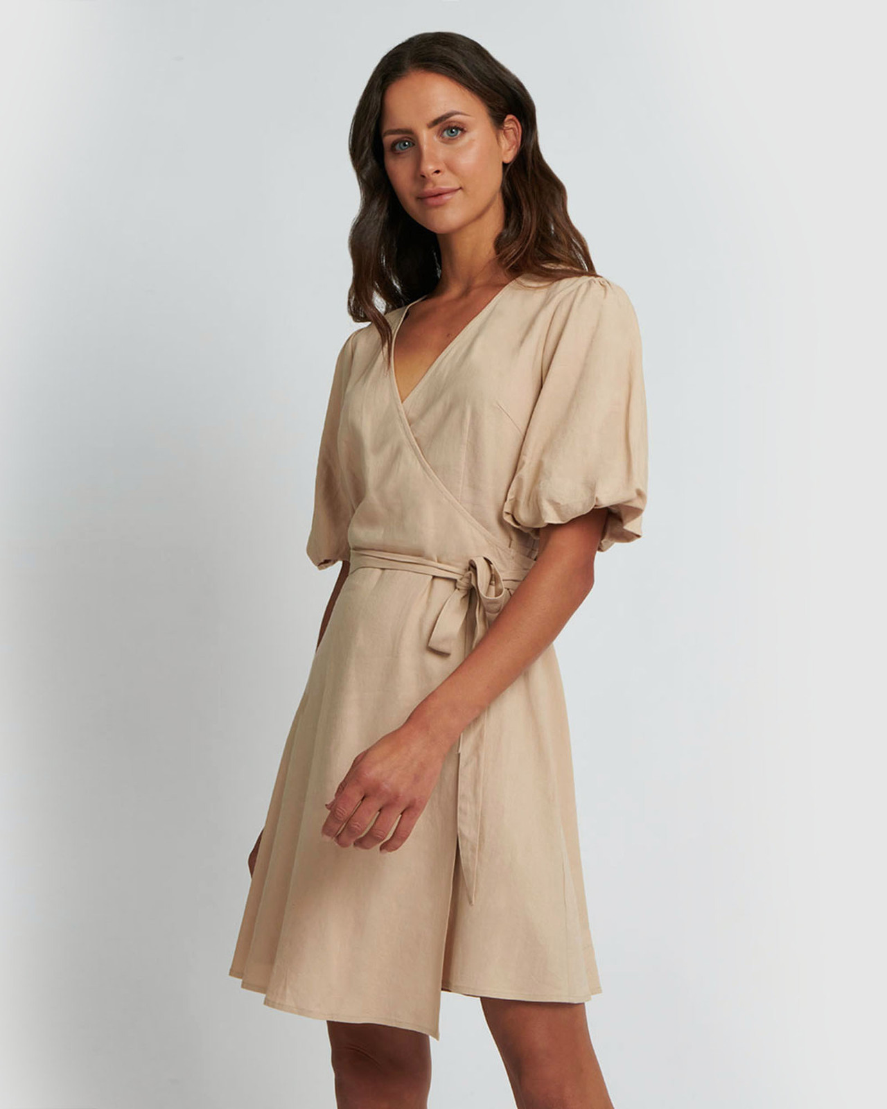 Alaia Balloon Sleeve Wrap Dress