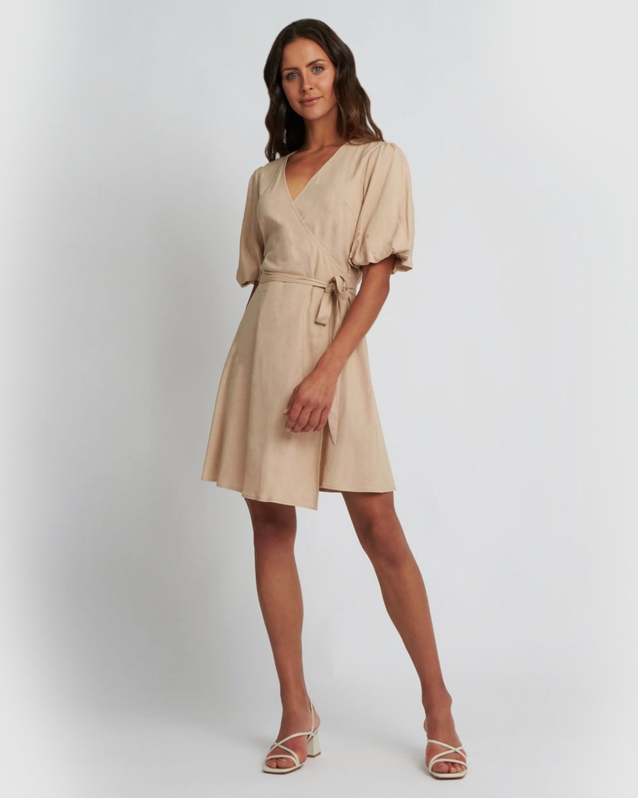 Alaia Balloon Sleeve Wrap Dress