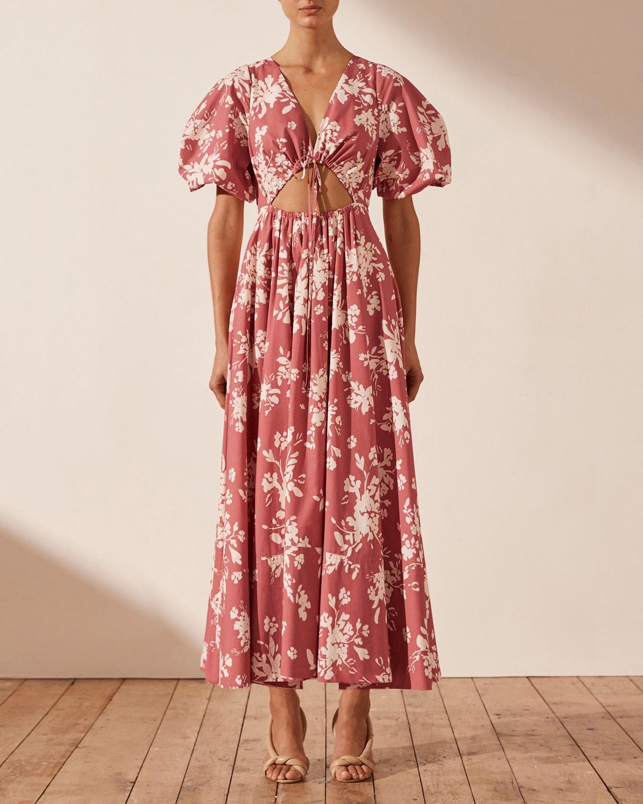 Cali Short Sleeve Cut Out Midi Dress