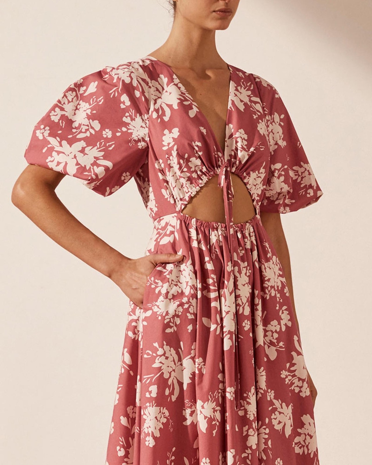 Cali Short Sleeve Cut Out Midi Dress