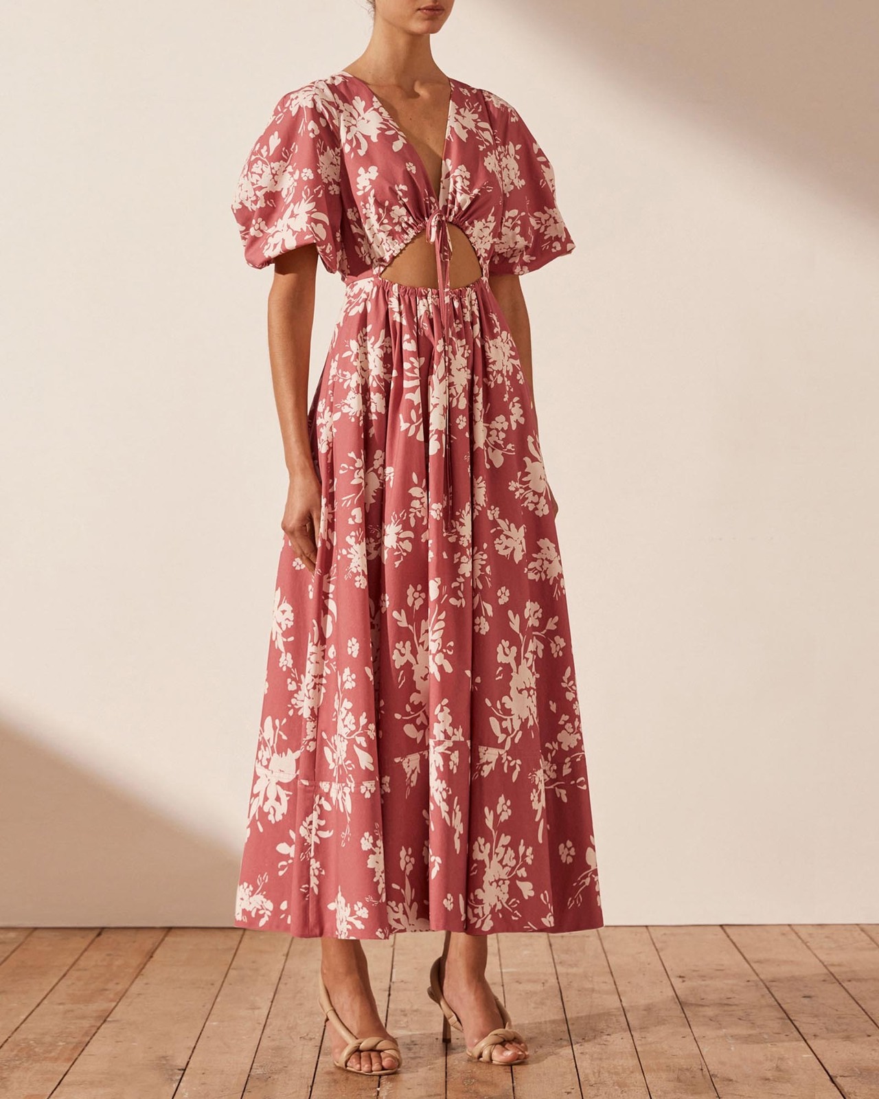 Cali Short Sleeve Cut Out Midi Dress