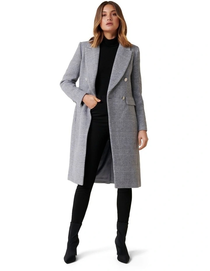 Katie Double-Breasted Check Coat