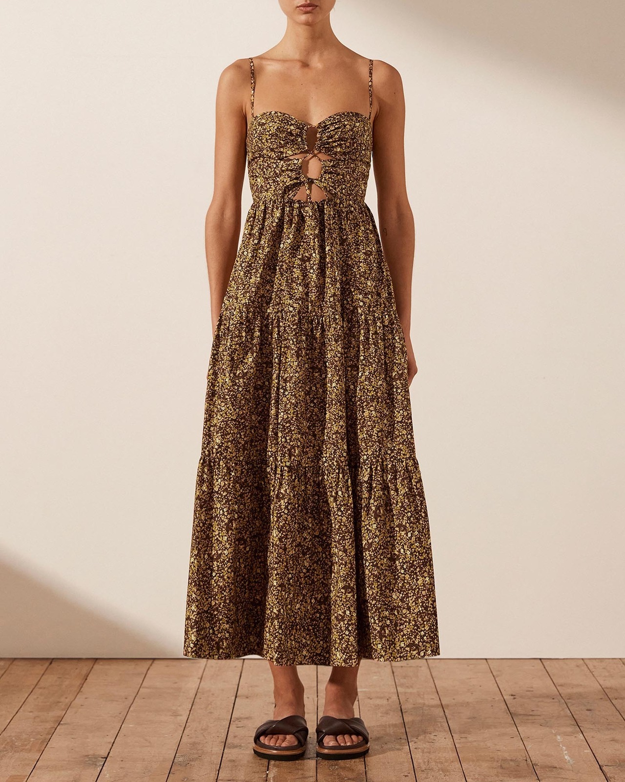 Lilou Lace Up Backless Midi Dress