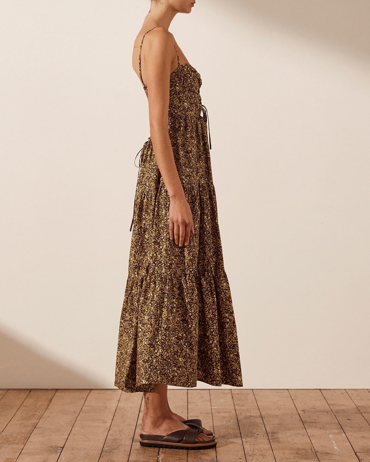 Lilou Lace Up Backless Midi Dress