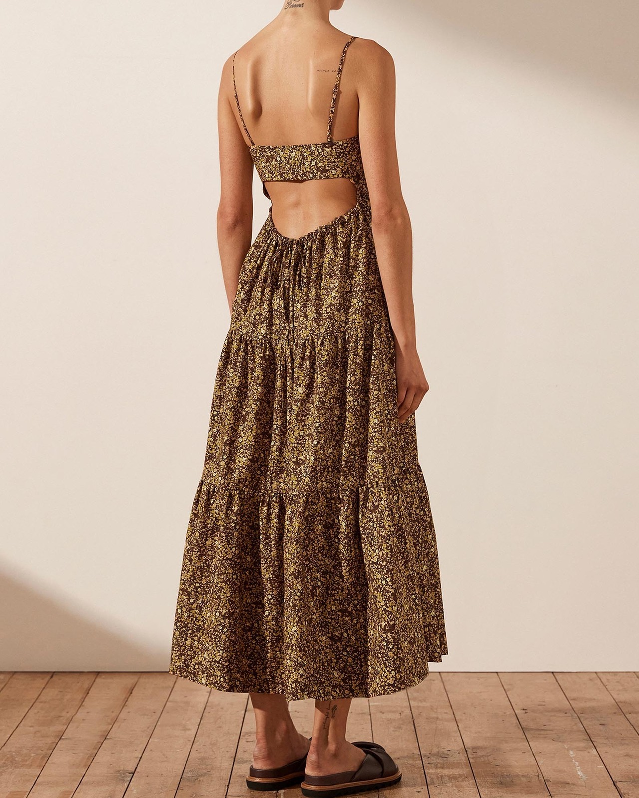 Lilou Lace Up Backless Midi Dress