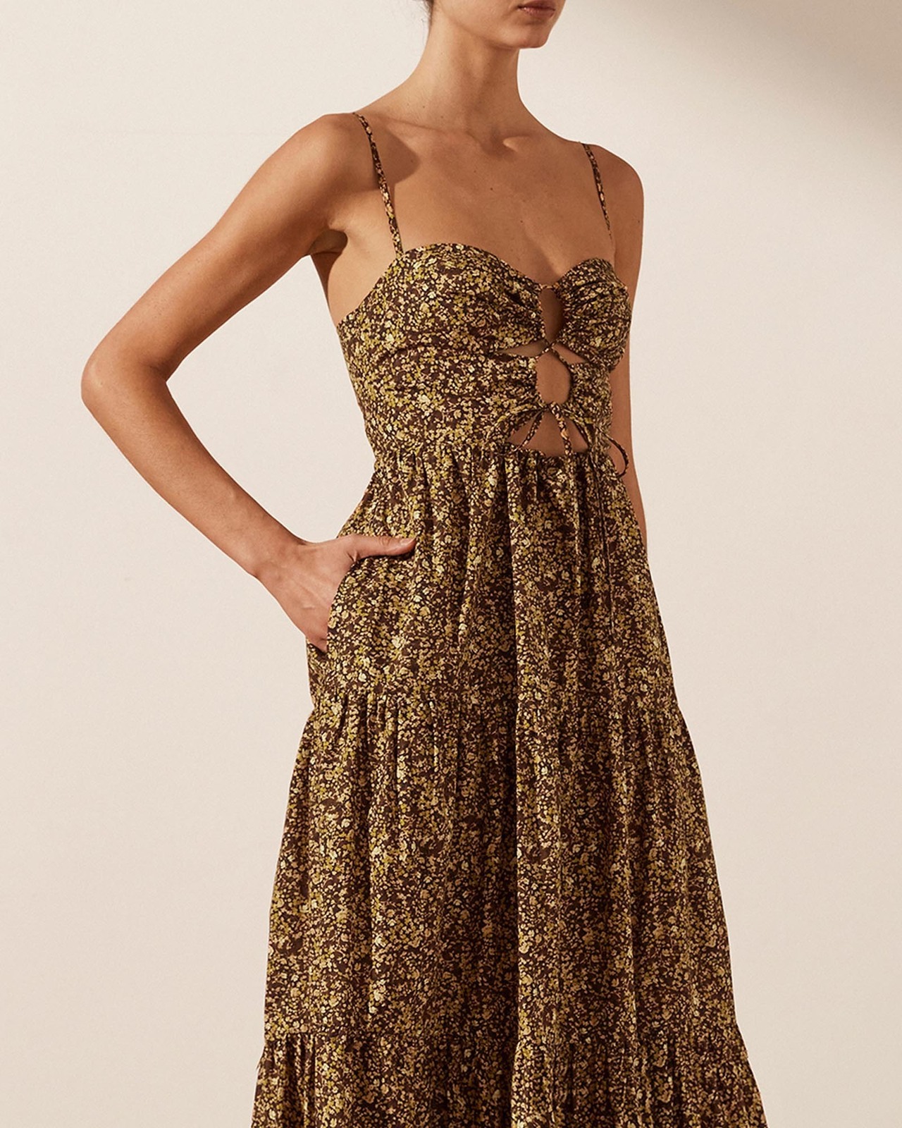 Lilou Lace Up Backless Midi Dress
