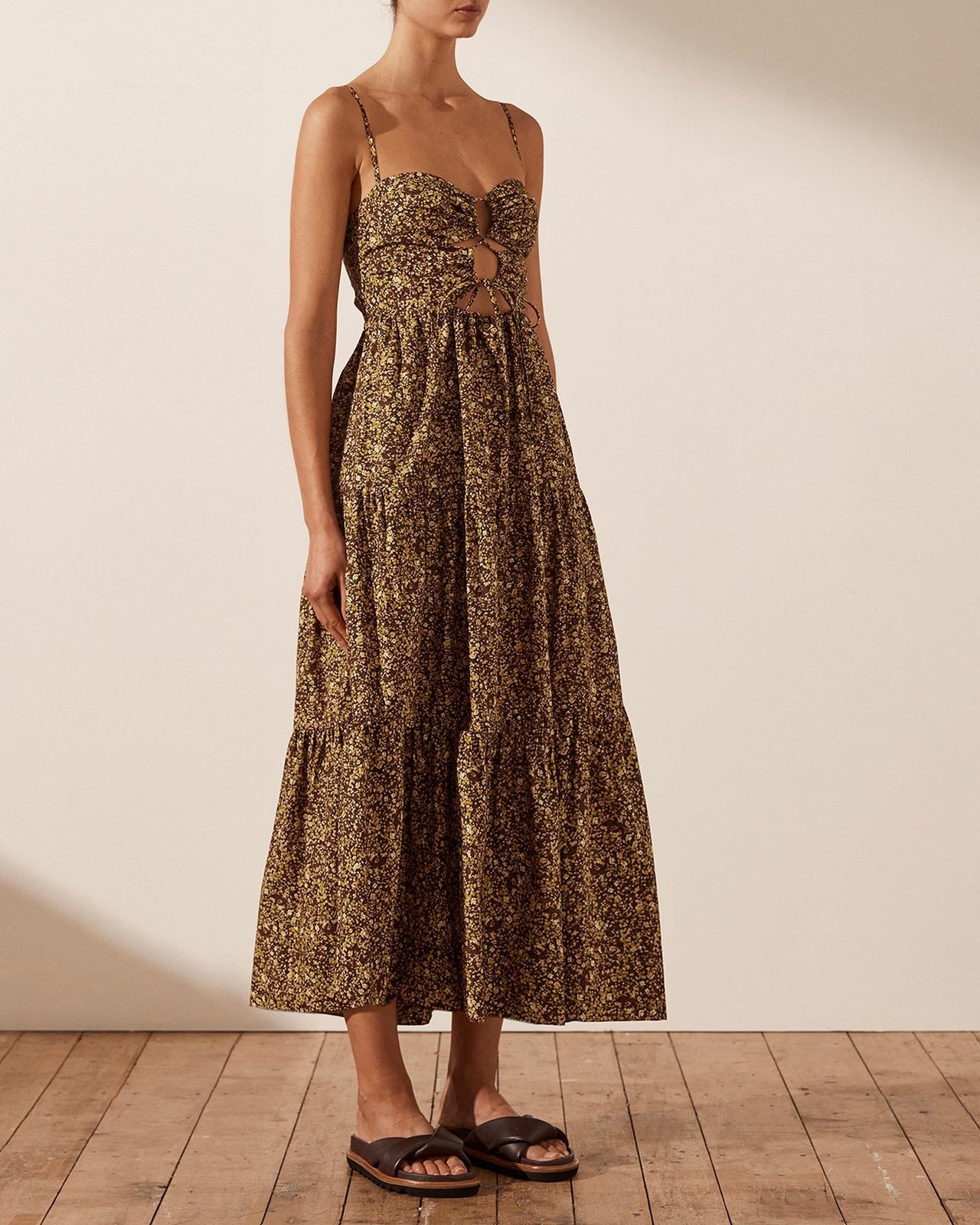 Lilou Lace Up Backless Midi Dress