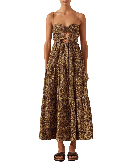 Lilou Lace Up Backless Midi Dress