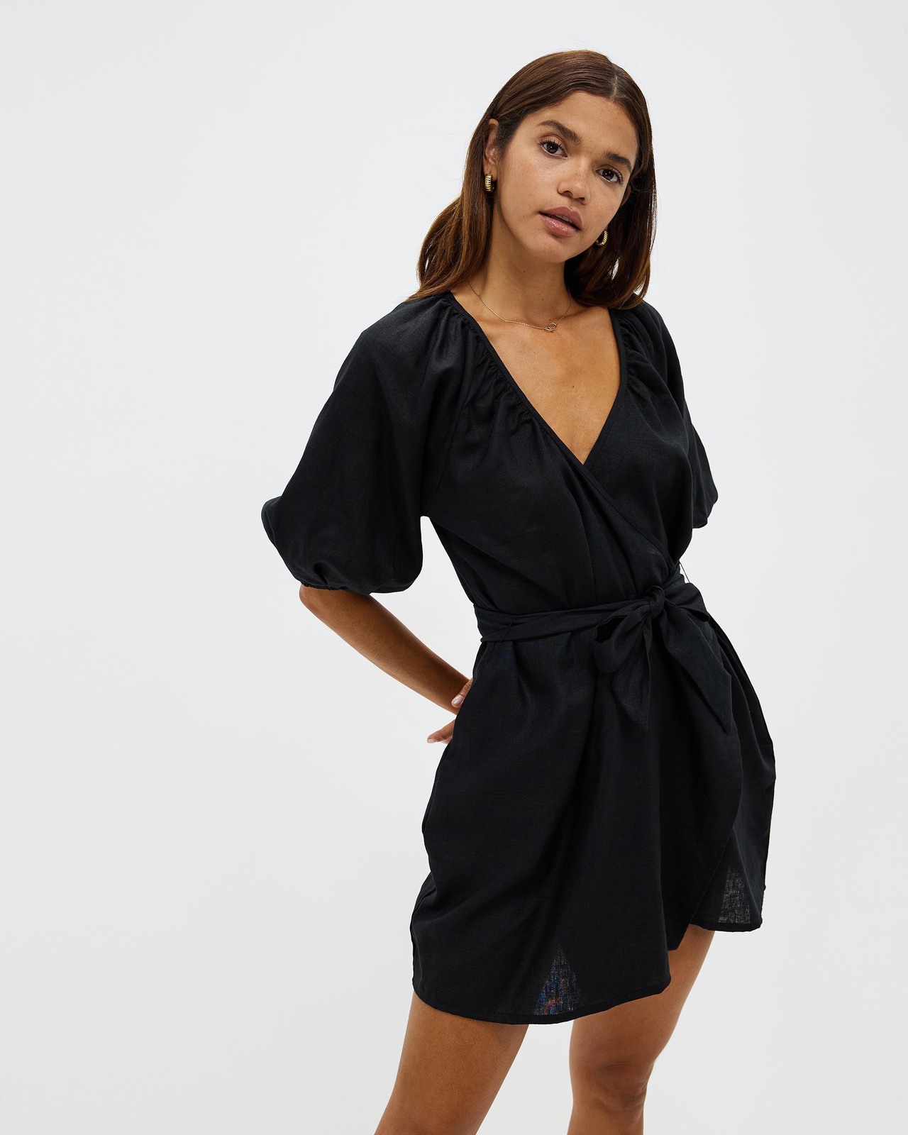 Wrap Front Cocoon Mini Dress