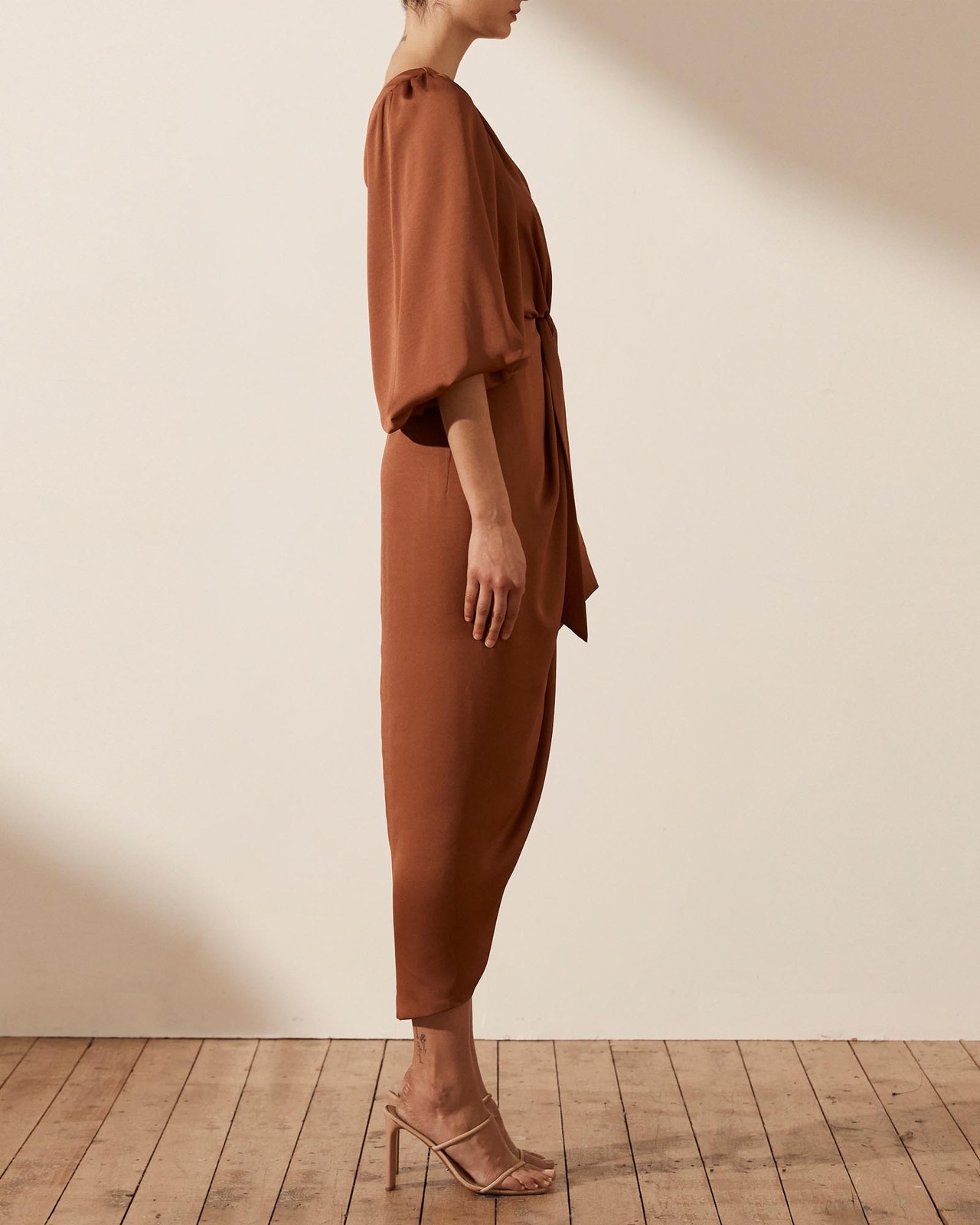 Luxe Tie Front One Shoulder Cocktail Dress