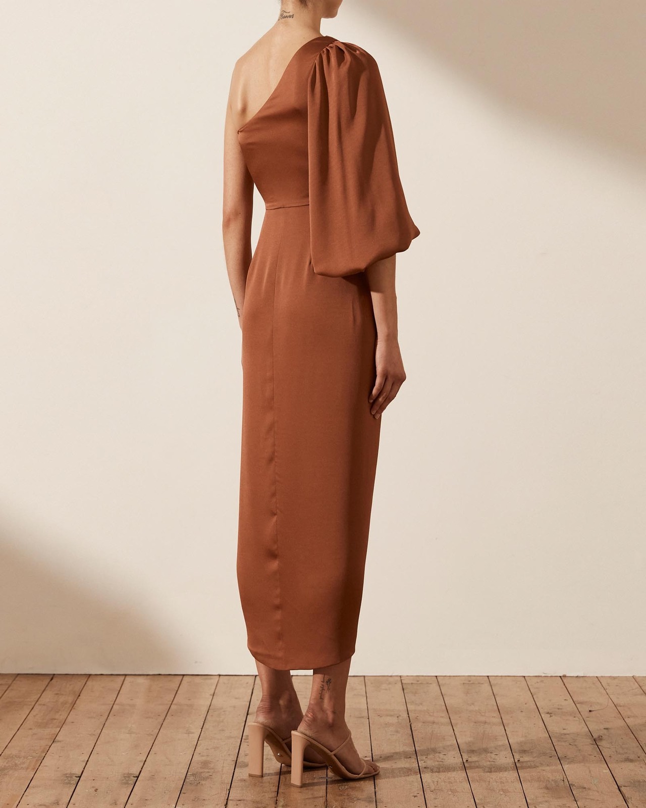 Luxe Tie Front One Shoulder Cocktail Dress