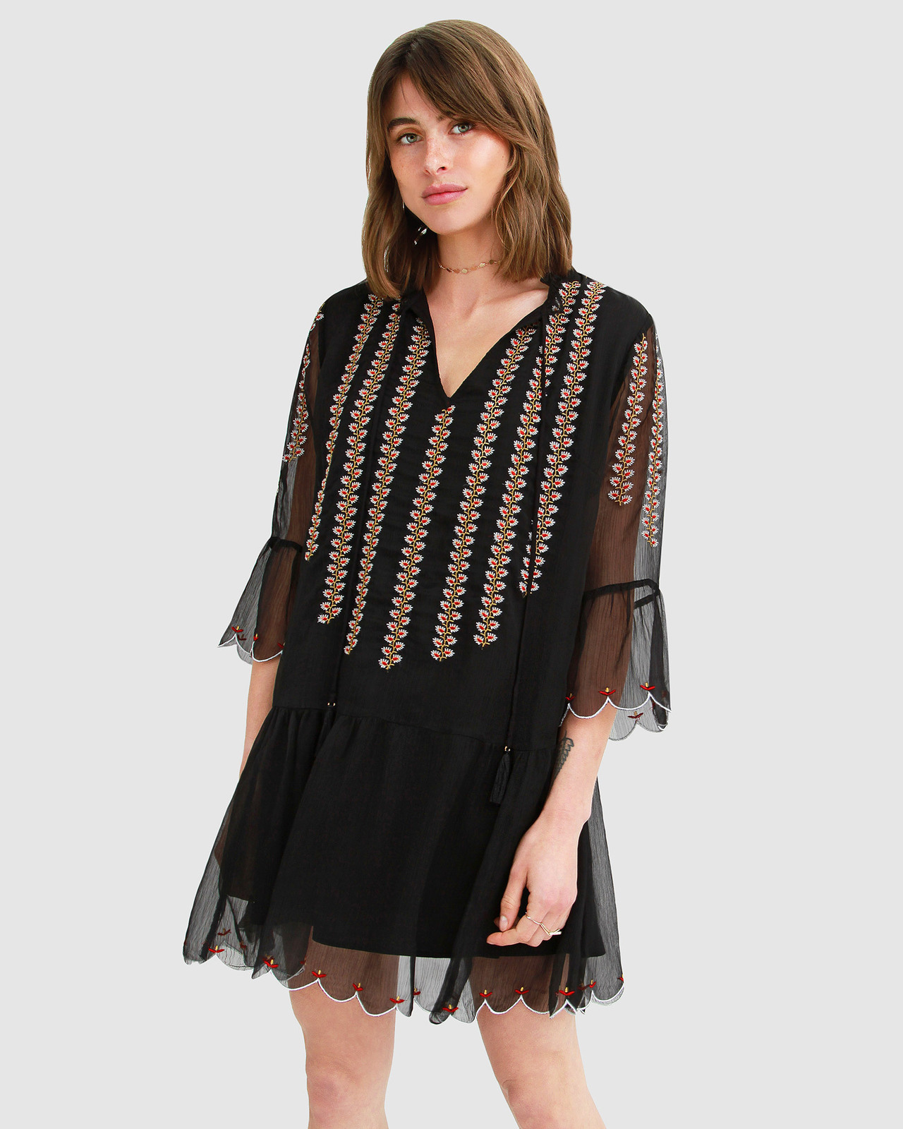 Rising Sun Embroidered Boho Dress