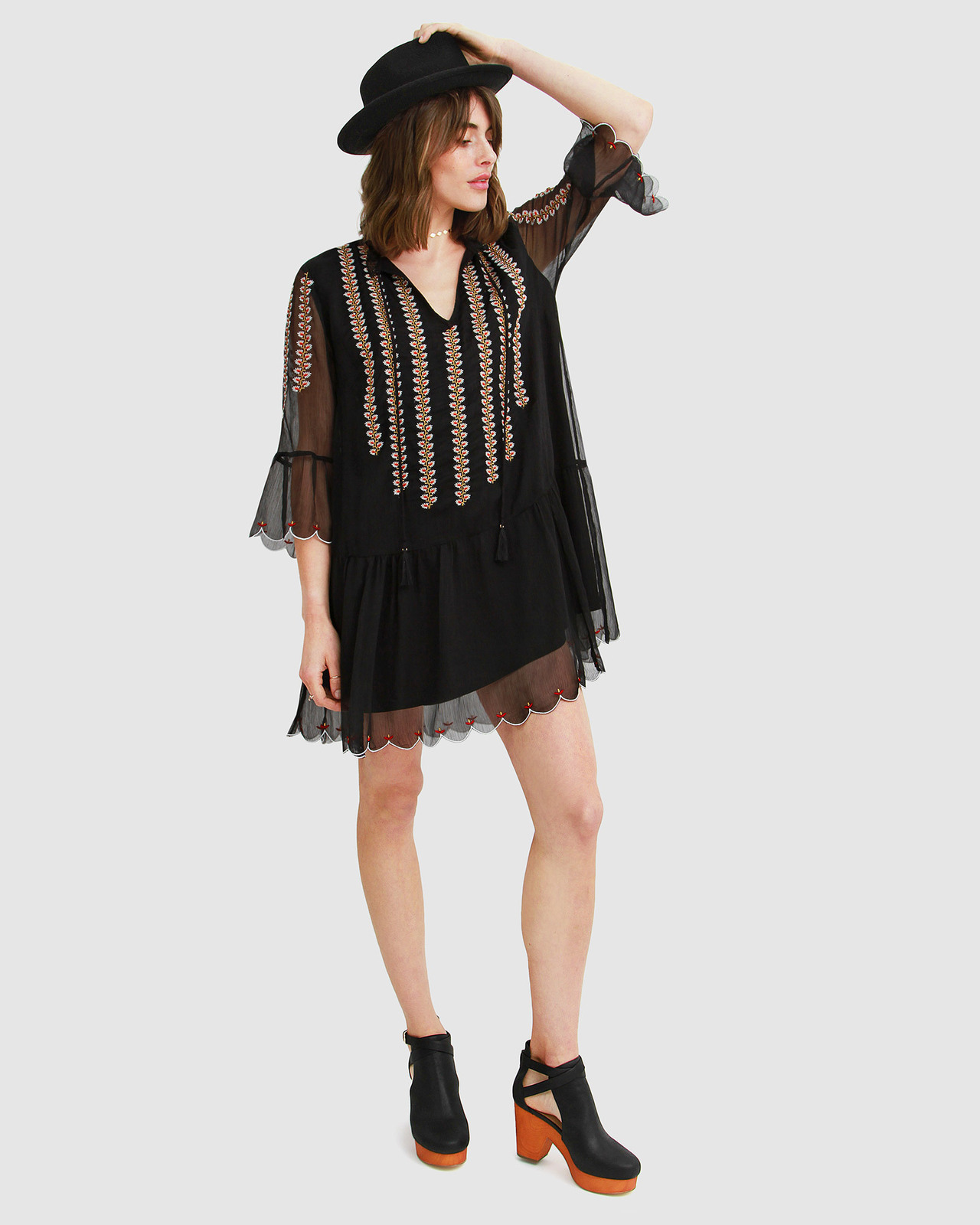 Rising Sun Embroidered Boho Dress