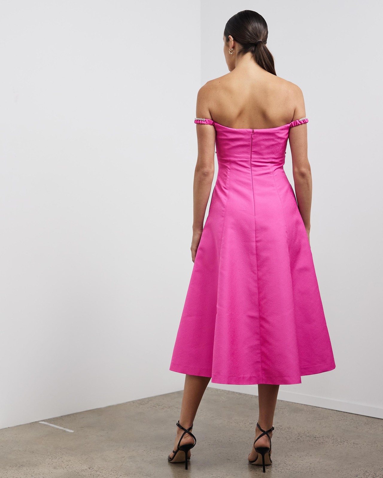 Textured Diamante Detail Midi Dress