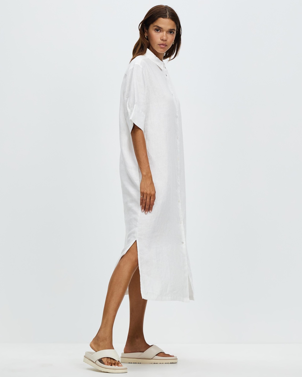 Tori Linen Short Sleeve Shirt Dress