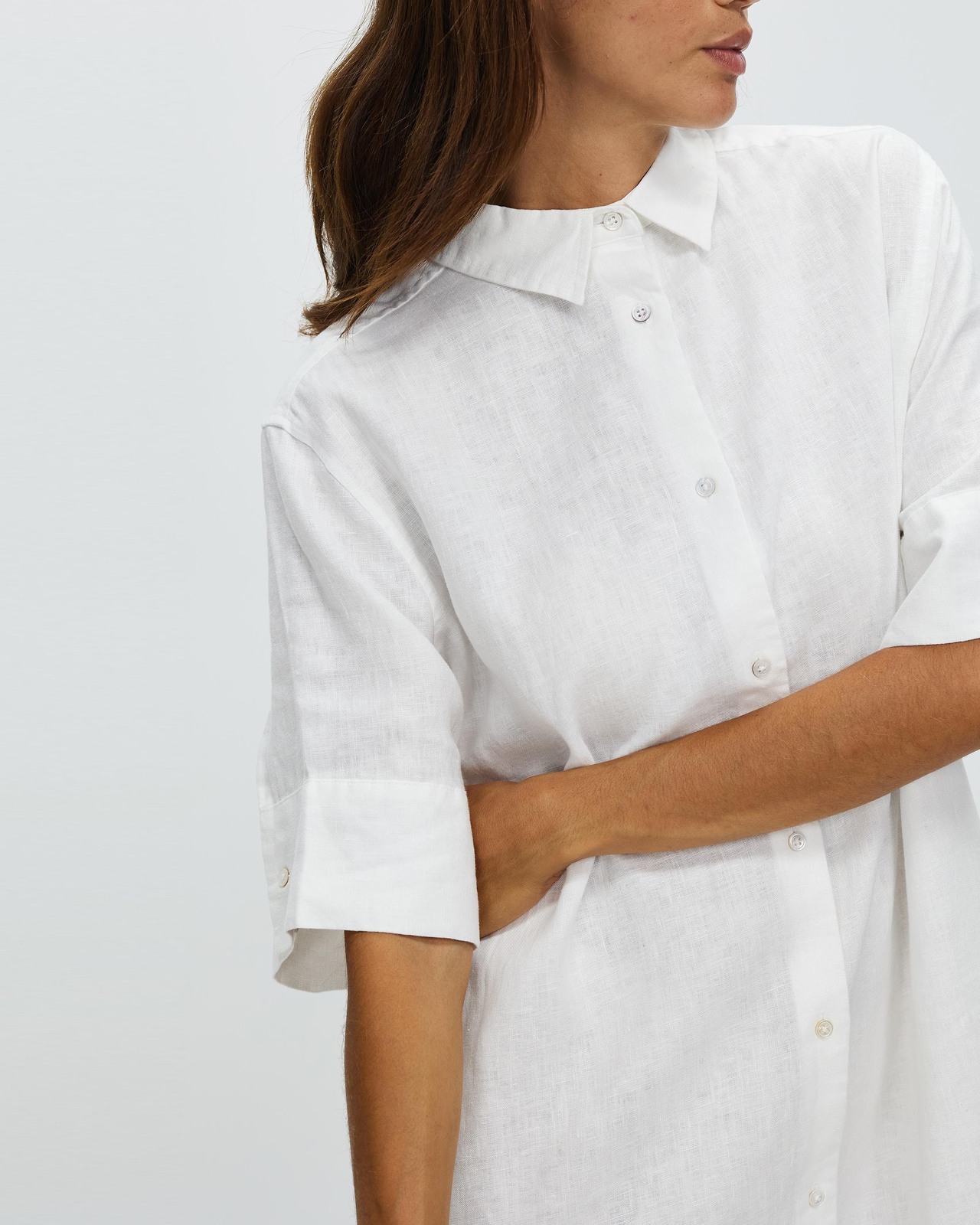 Tori Linen Short Sleeve Shirt Dress