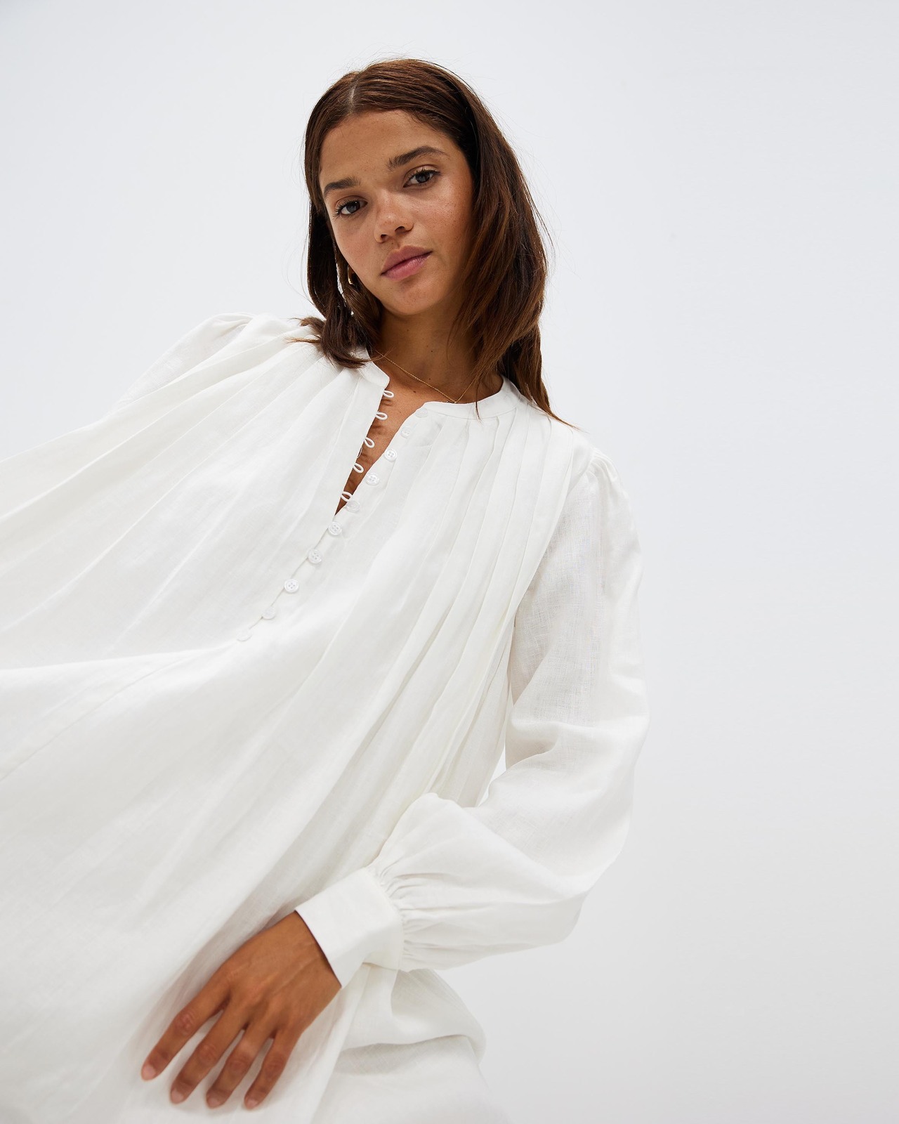 Pleat Linen Dress
