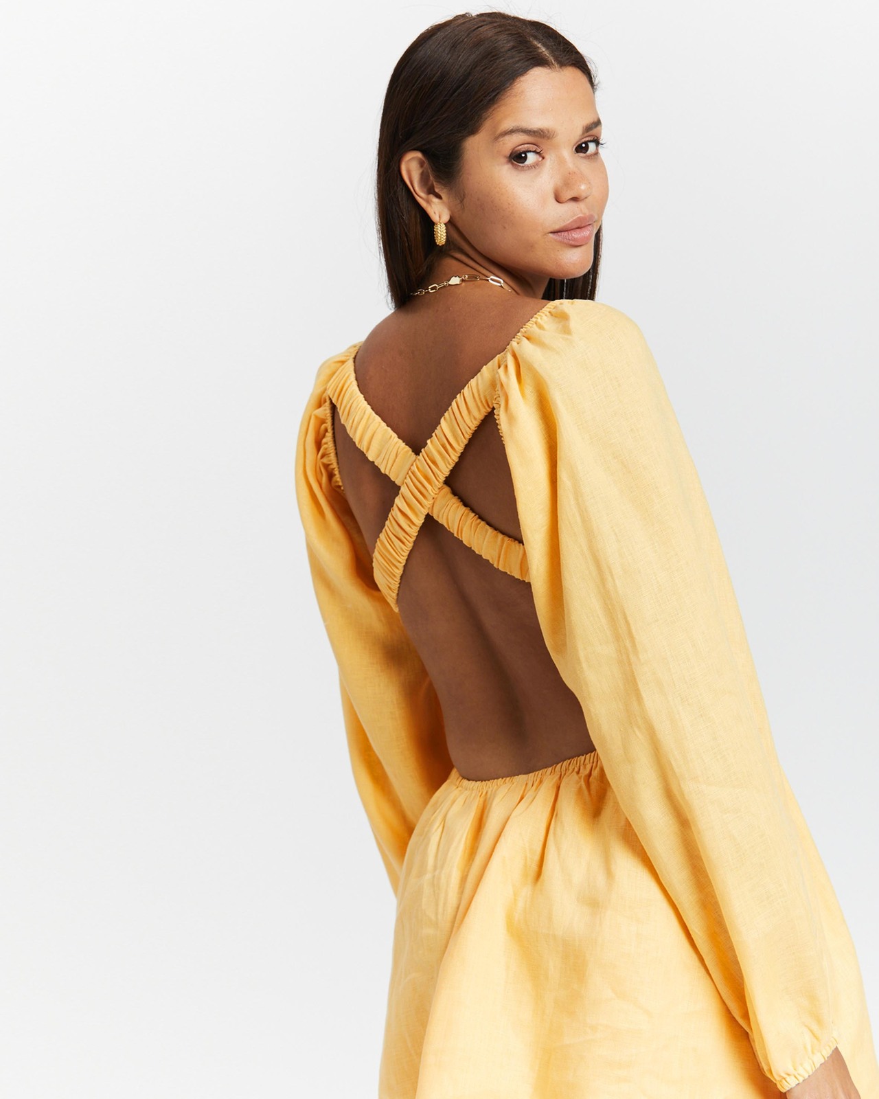 Linen Crossback Mini Dress