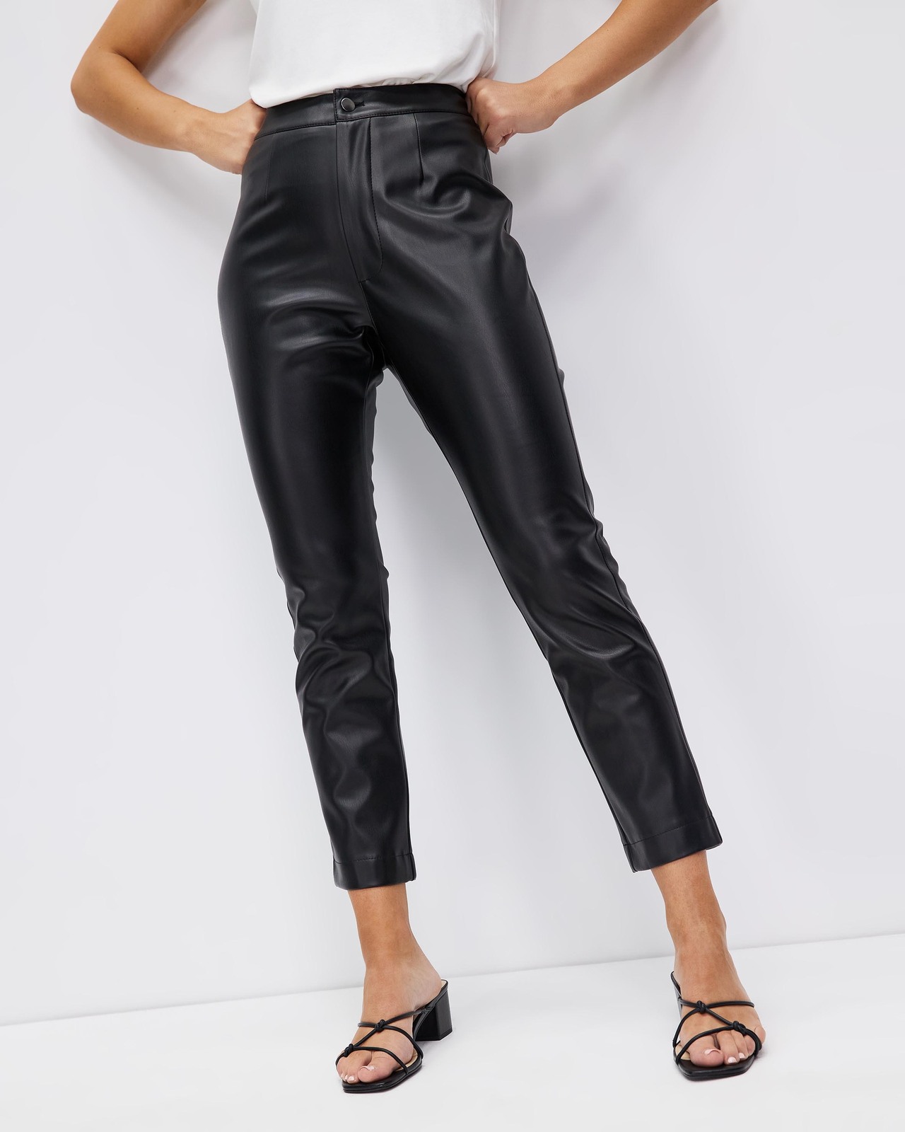Kelsea Cropped Leather Look Pants