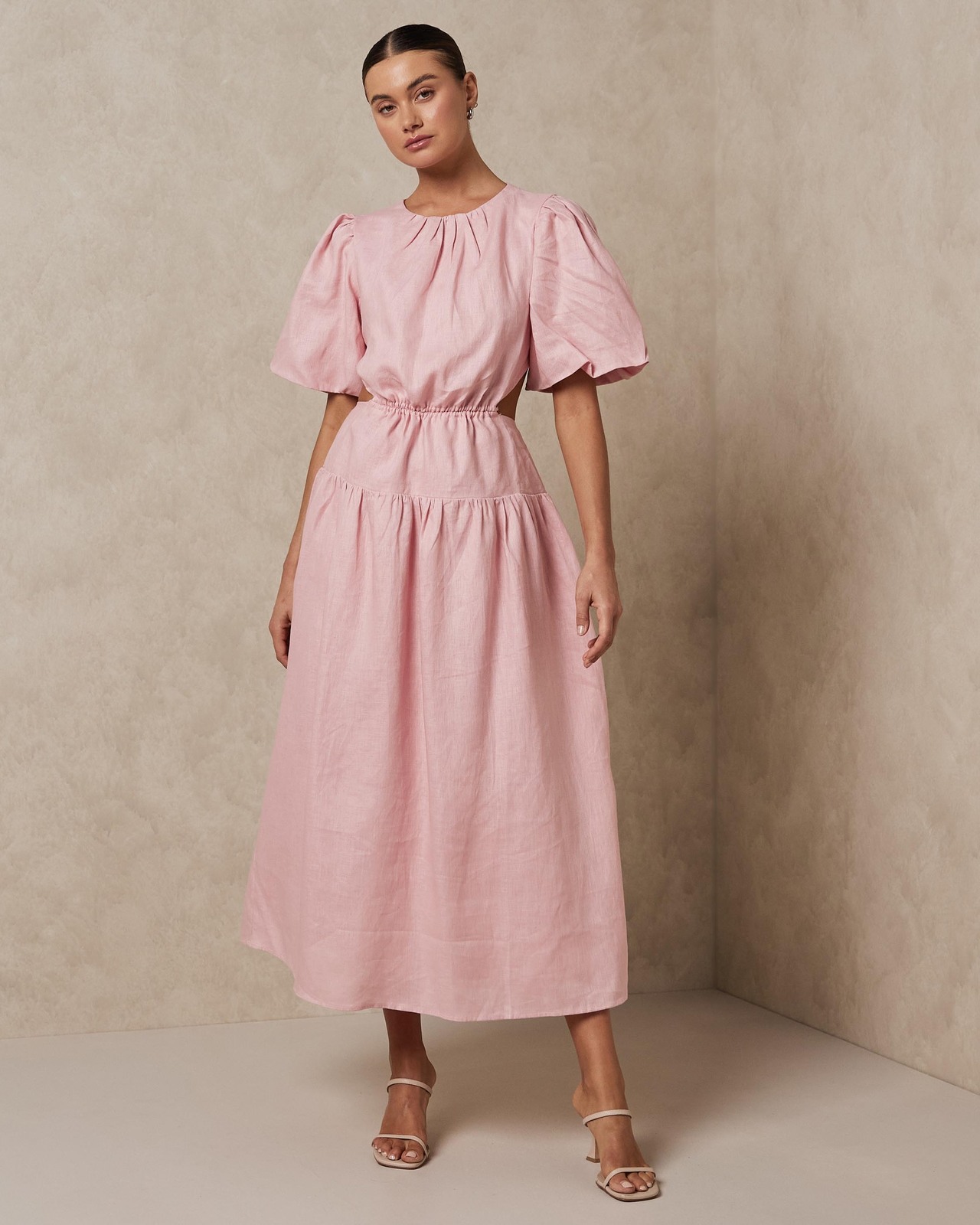 Cut Out Linen Maxi Dress