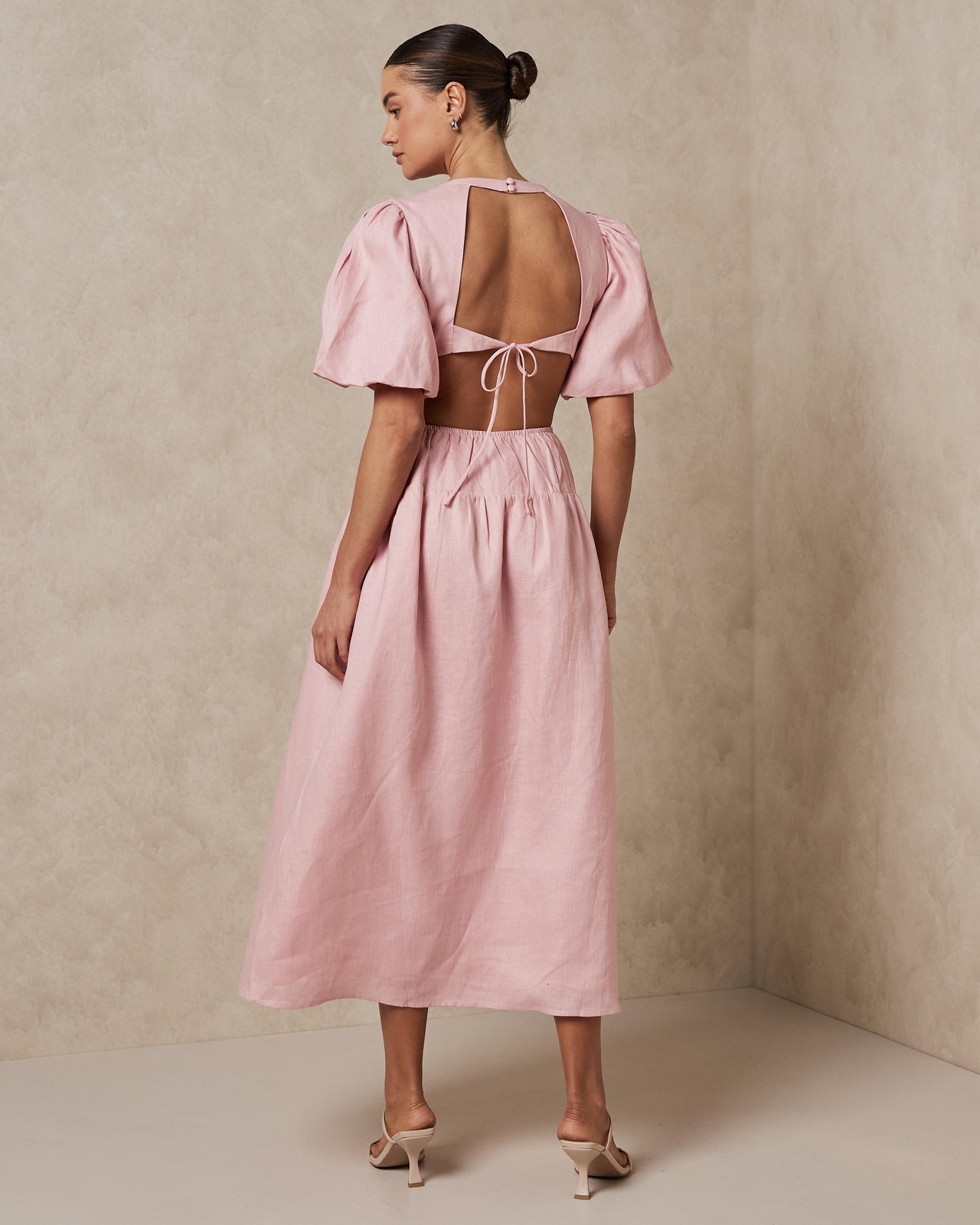 Cut Out Linen Maxi Dress