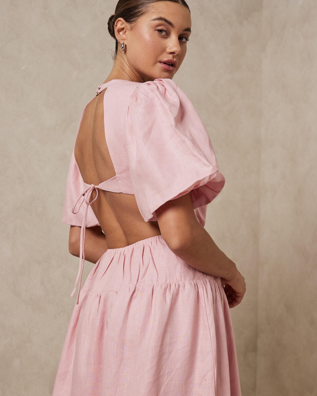 Cut Out Linen Maxi Dress