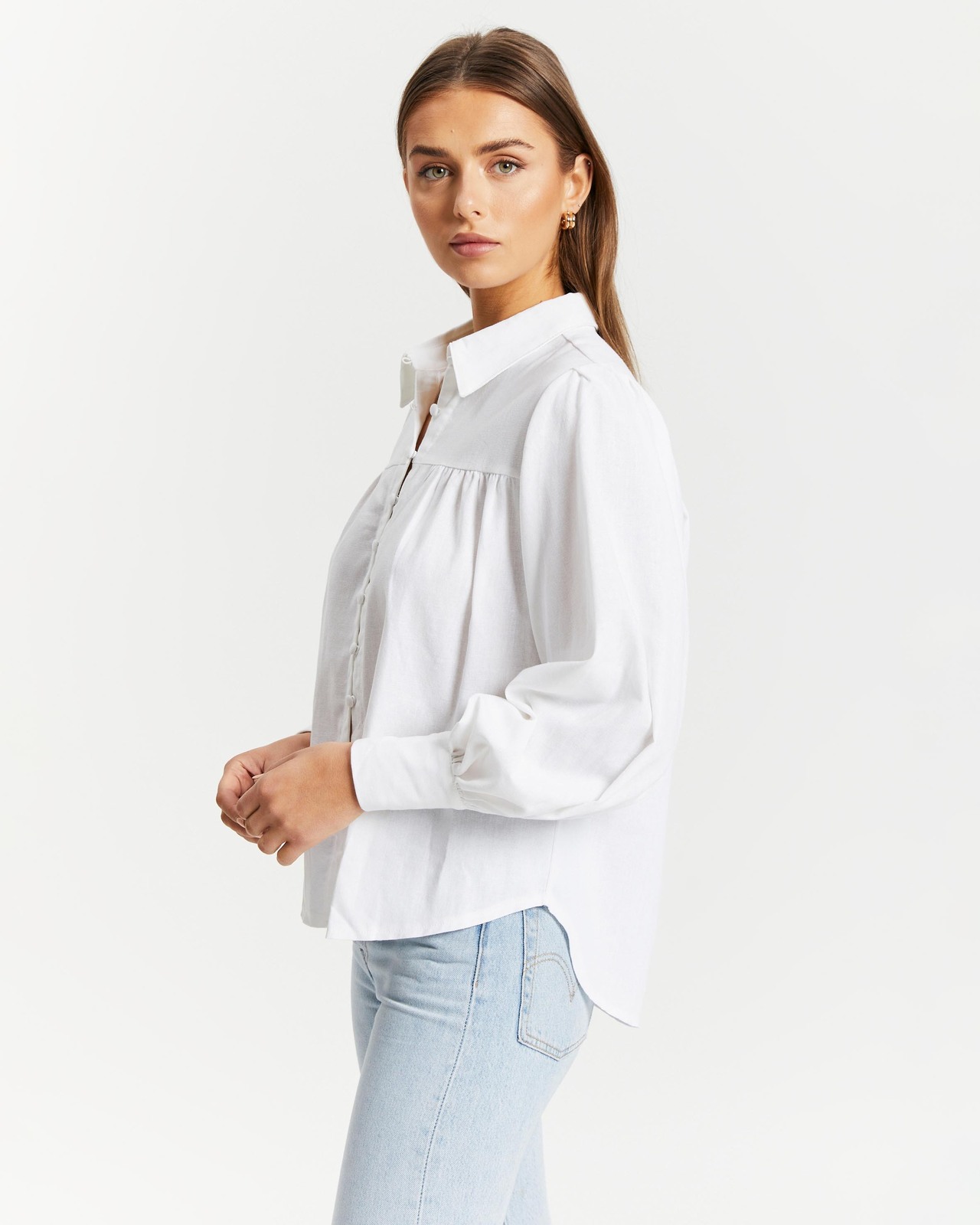 Bea Linen Blend Button Front Shirt