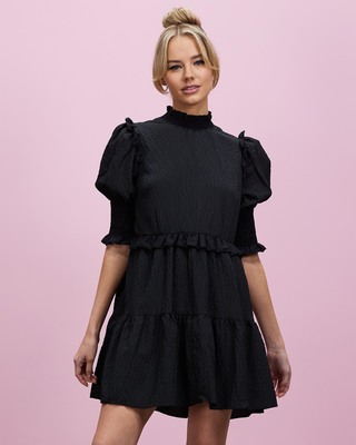 drop-waist pleated mini dress Grey Pleated Mini Dress main image 0