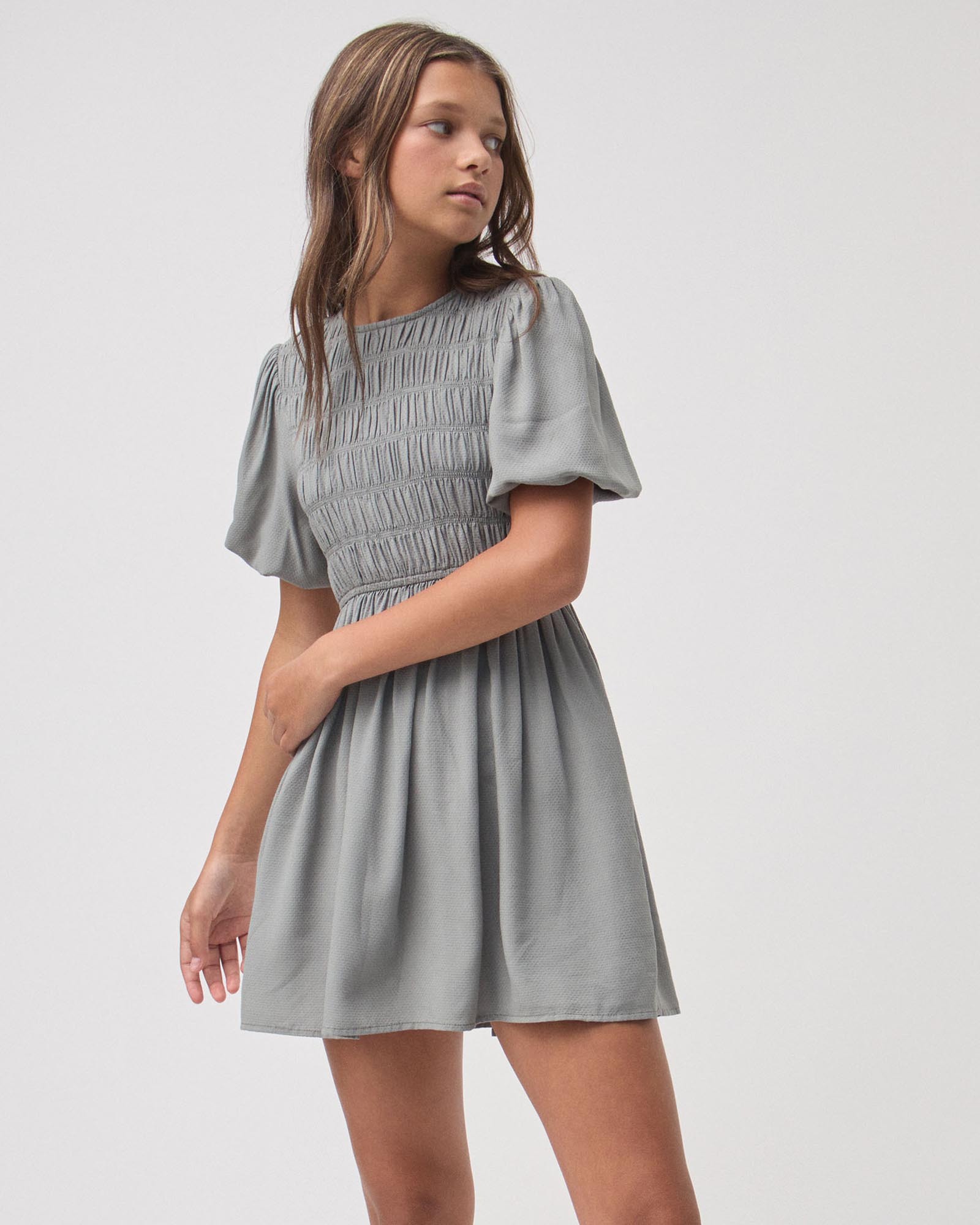 Decjuba Kids Girls Maddi Wide Shirred Dress - Kids-Teens - AirRobe Decjuba Kids Girls Maddi Wide Shirred Dress - Kids-Teens - AirRobe
