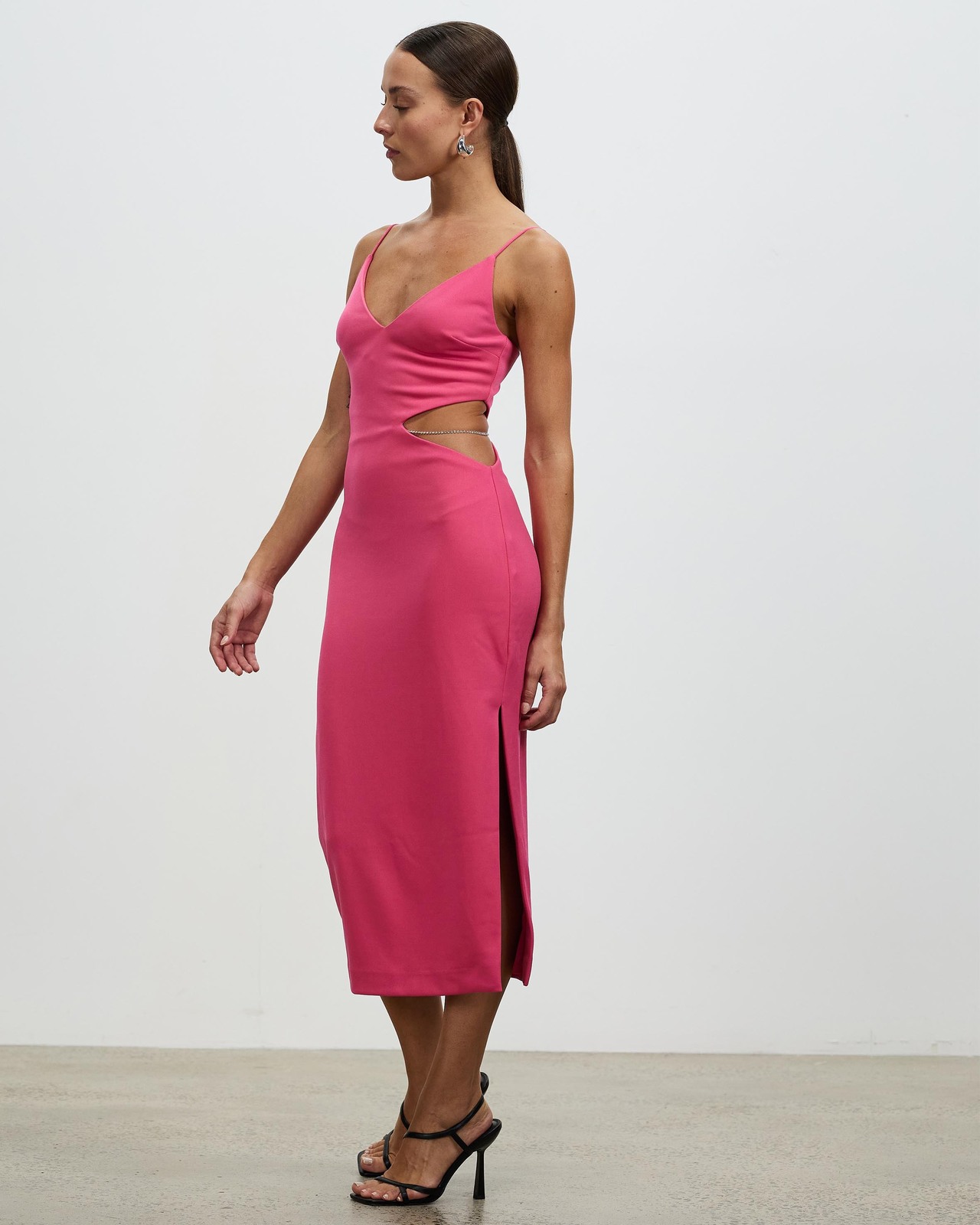 pink dress women midi Rose Lace Eyelet Detail Short Sleeve Midi Dress – SSYS