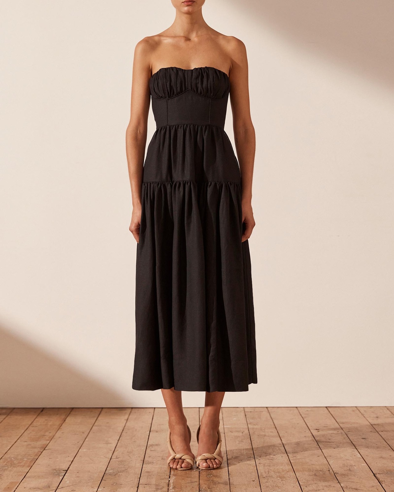 Shona Joy Morgan Strapless Ruched Midi Dress - AirRobe
