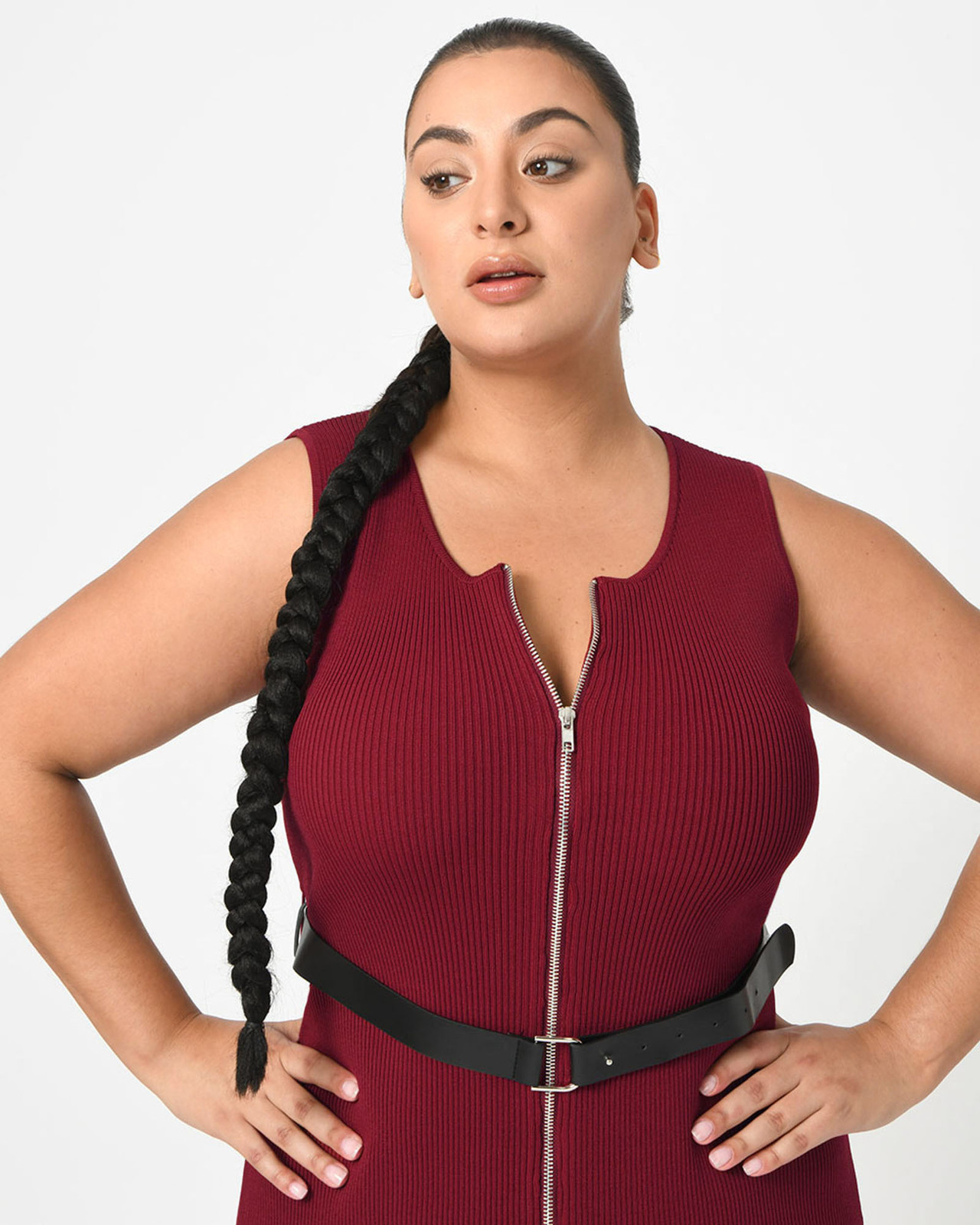 Forcast Cassandra Front Zip Knit Dress - AirRobe Forcast Cassandra Front Zip Knit Dress - AirRobe