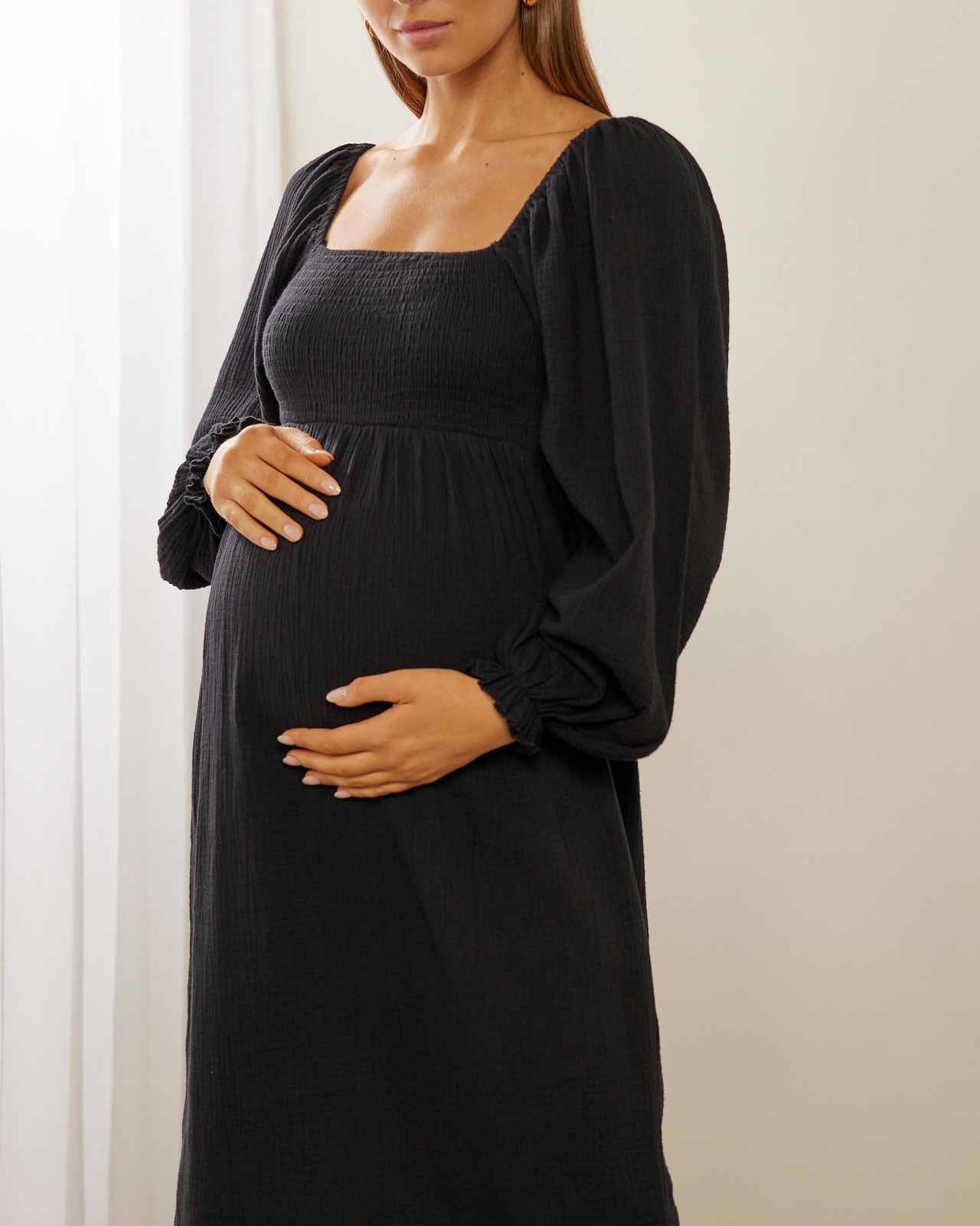 Hanah Cotton Maternity Midi Dress
