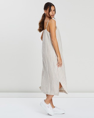 chinese dress ladies Assembly Label white and grey striped oversize linen dress size 10  Dear  Little Panko