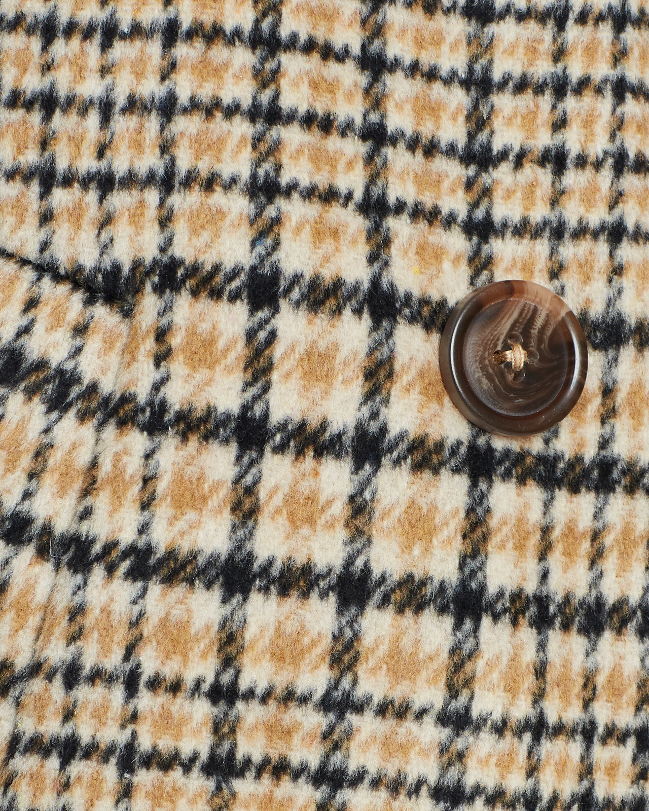 Check Wool Blend Coat