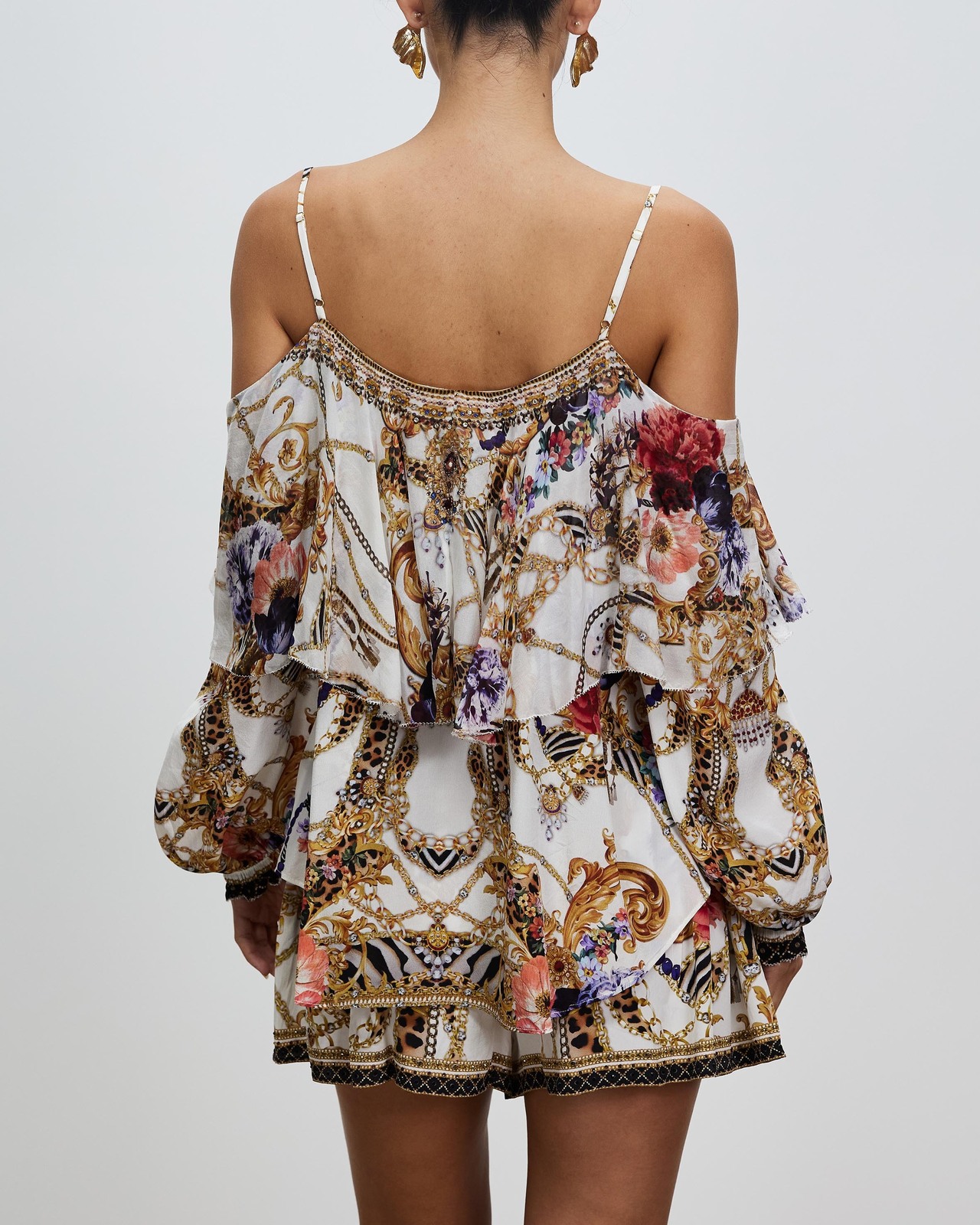 Drop Shoulder Ruffle Blouse
