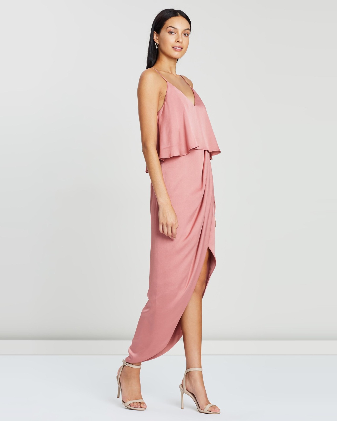 Luxe Draped Cocktail Frill Dress