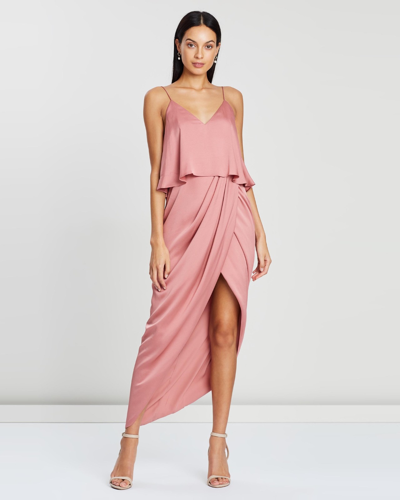 Luxe Draped Cocktail Frill Dress