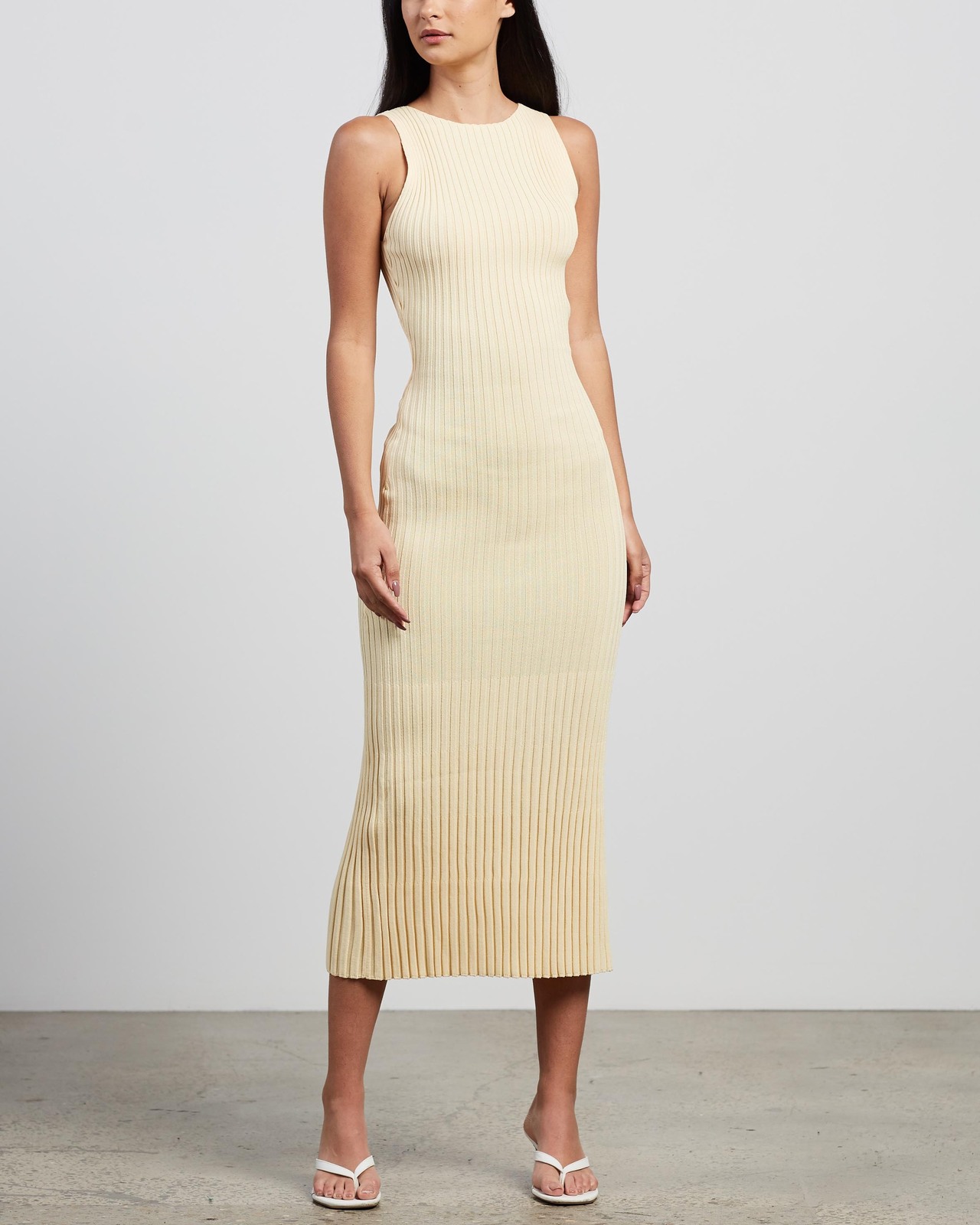 strapless open back dress Rent Bec + Bridge Yellow Antoinette Knit Midi Dress