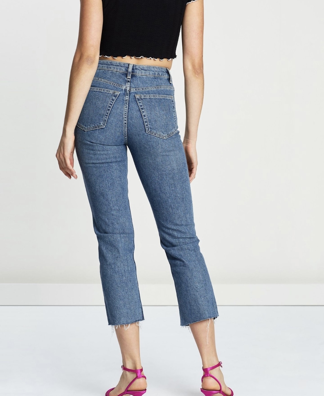 Raw hem straight jeans