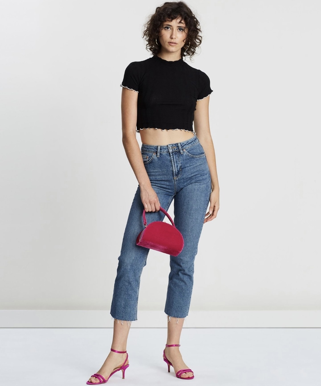 Raw hem straight jeans