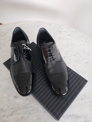 Giovanni Conti Black Embossed Patent Leather Dress Shoes  display picture 1
