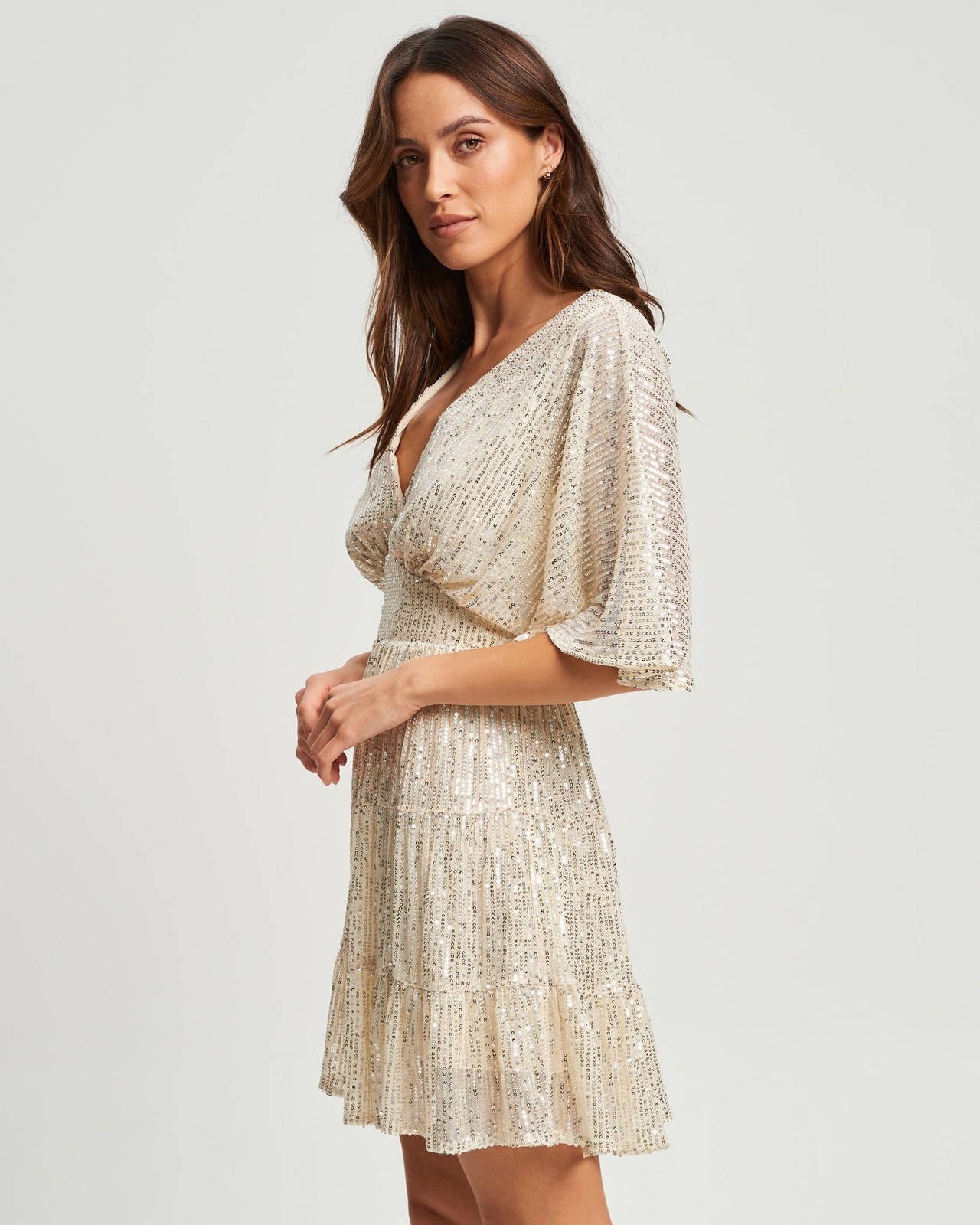 issy mini wrap around dress GUIZIO Issy Mini Wrap Around Dress in Ambrosia Print Angel Blue